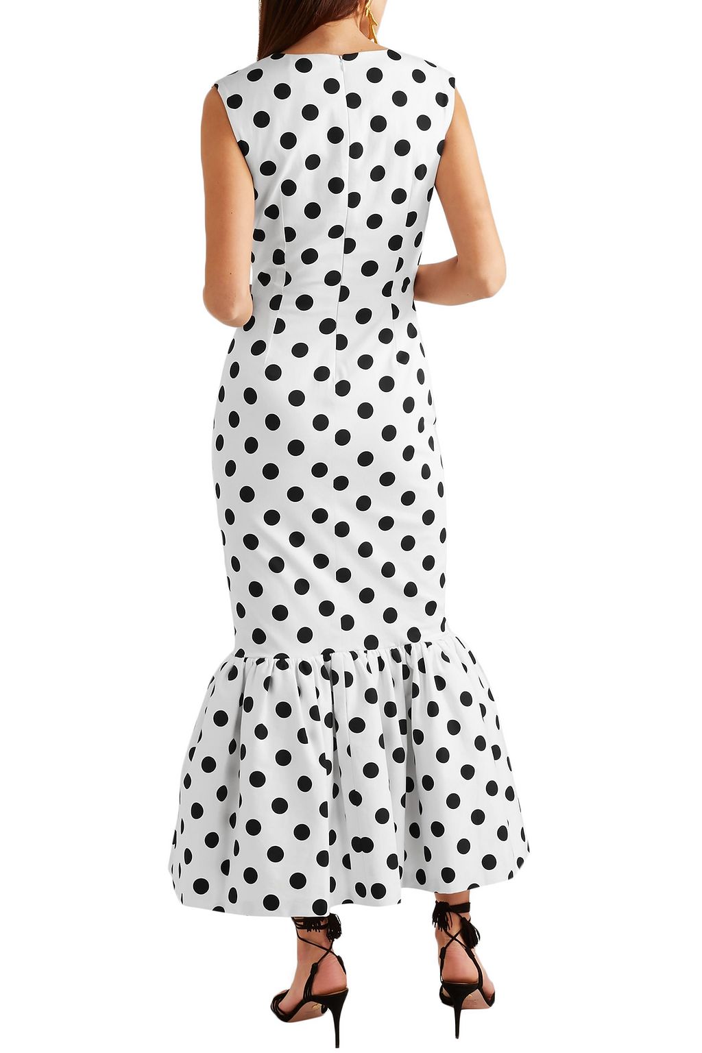 REBECCA DE RAVENEL Tie-detailed polka-dot cotton-blend maxi dress