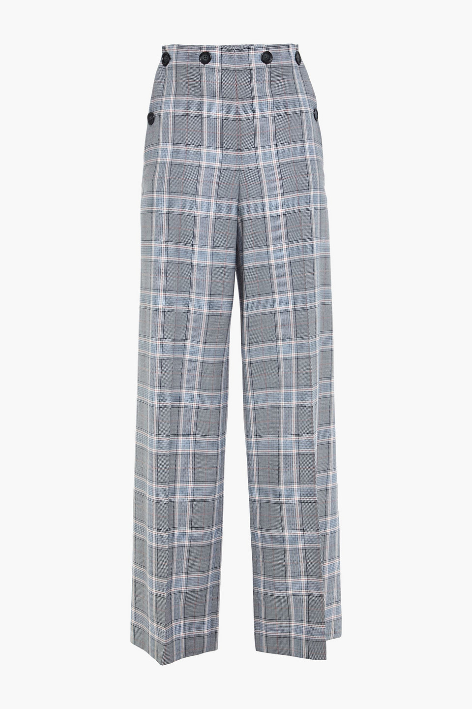 Roland Mouret Woman Palmetto Checked Wool Wide-leg Pants Midnight Blue Size 14