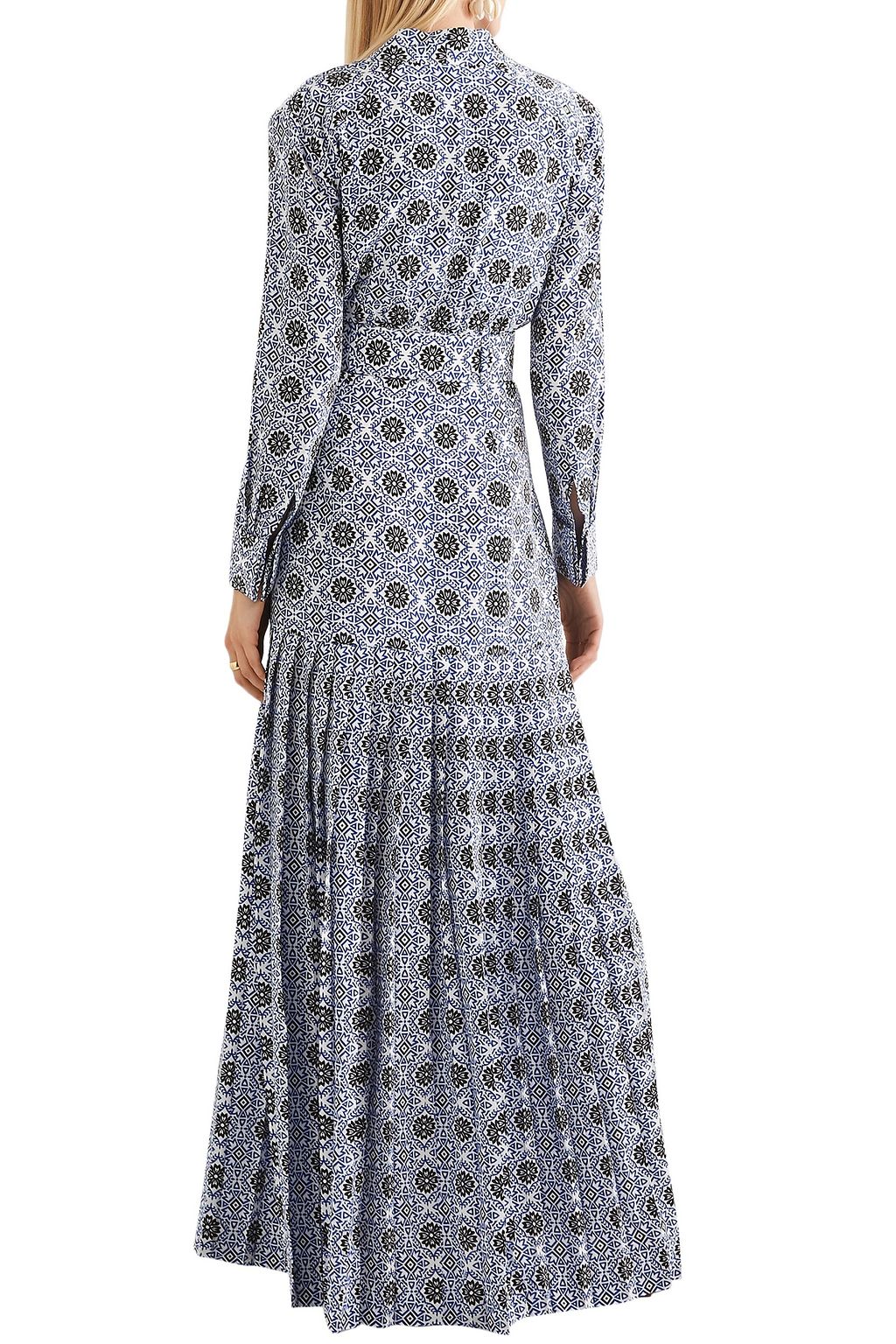 REBECCA DE RAVENEL Long Field belted printed silk crepe de chine maxi dress
