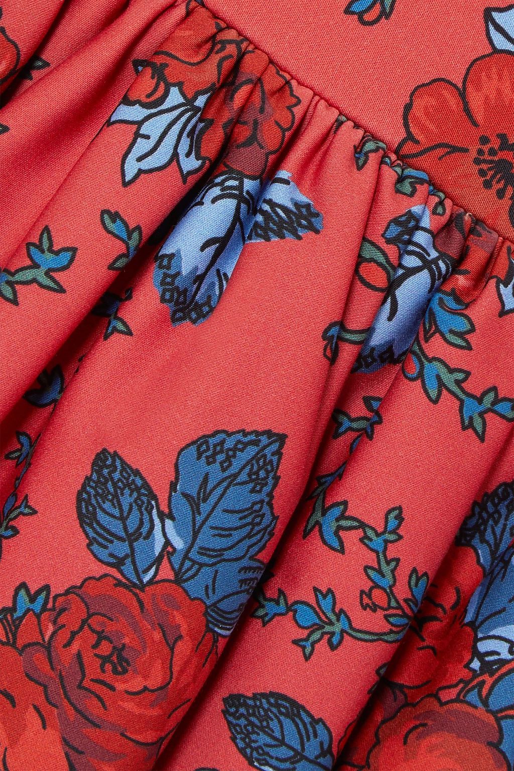 REBECCA DE RAVENEL Tie-detailed floral-print cotton-blend maxi dress