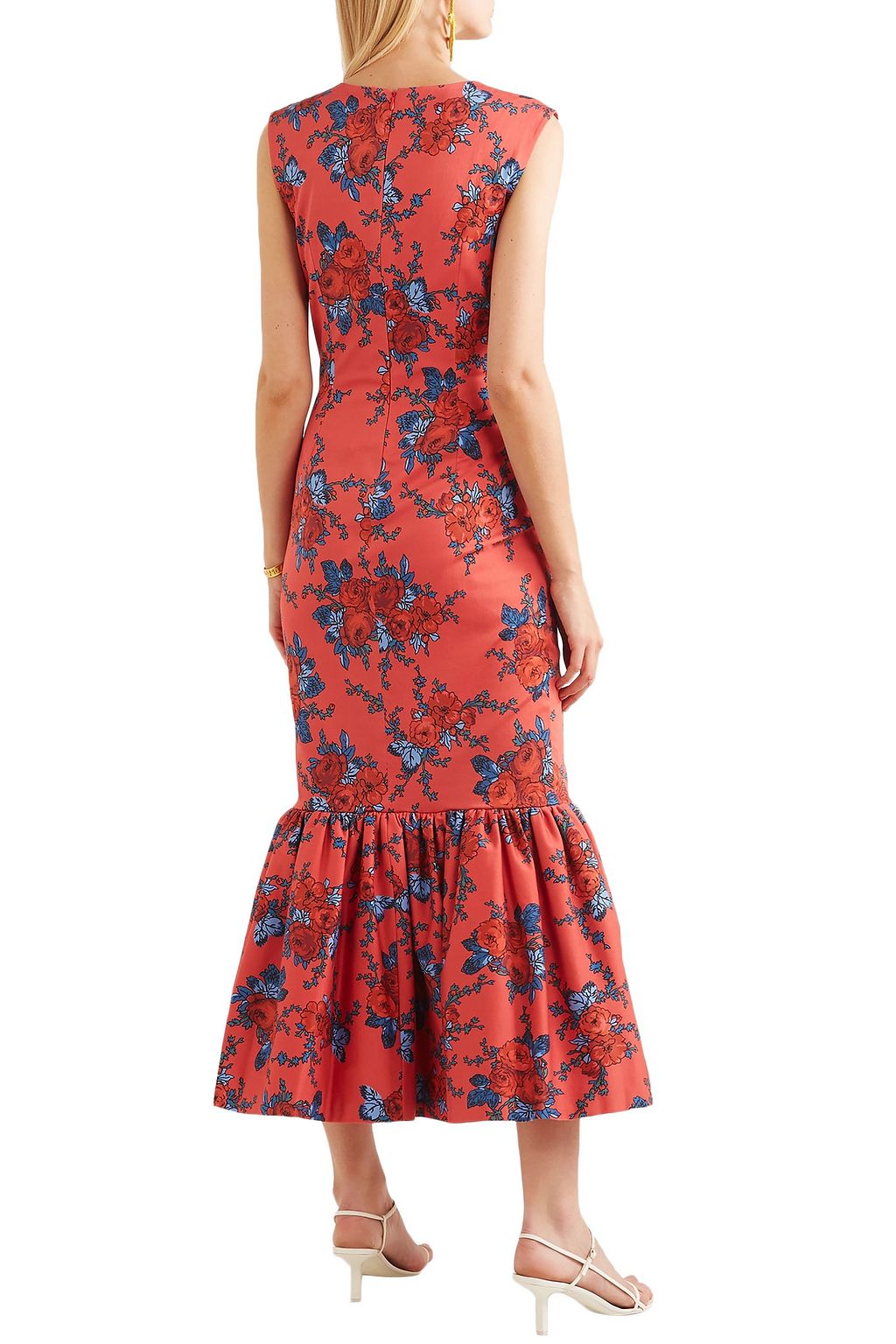 REBECCA DE RAVENEL Tie-detailed floral-print cotton-blend maxi dress ...