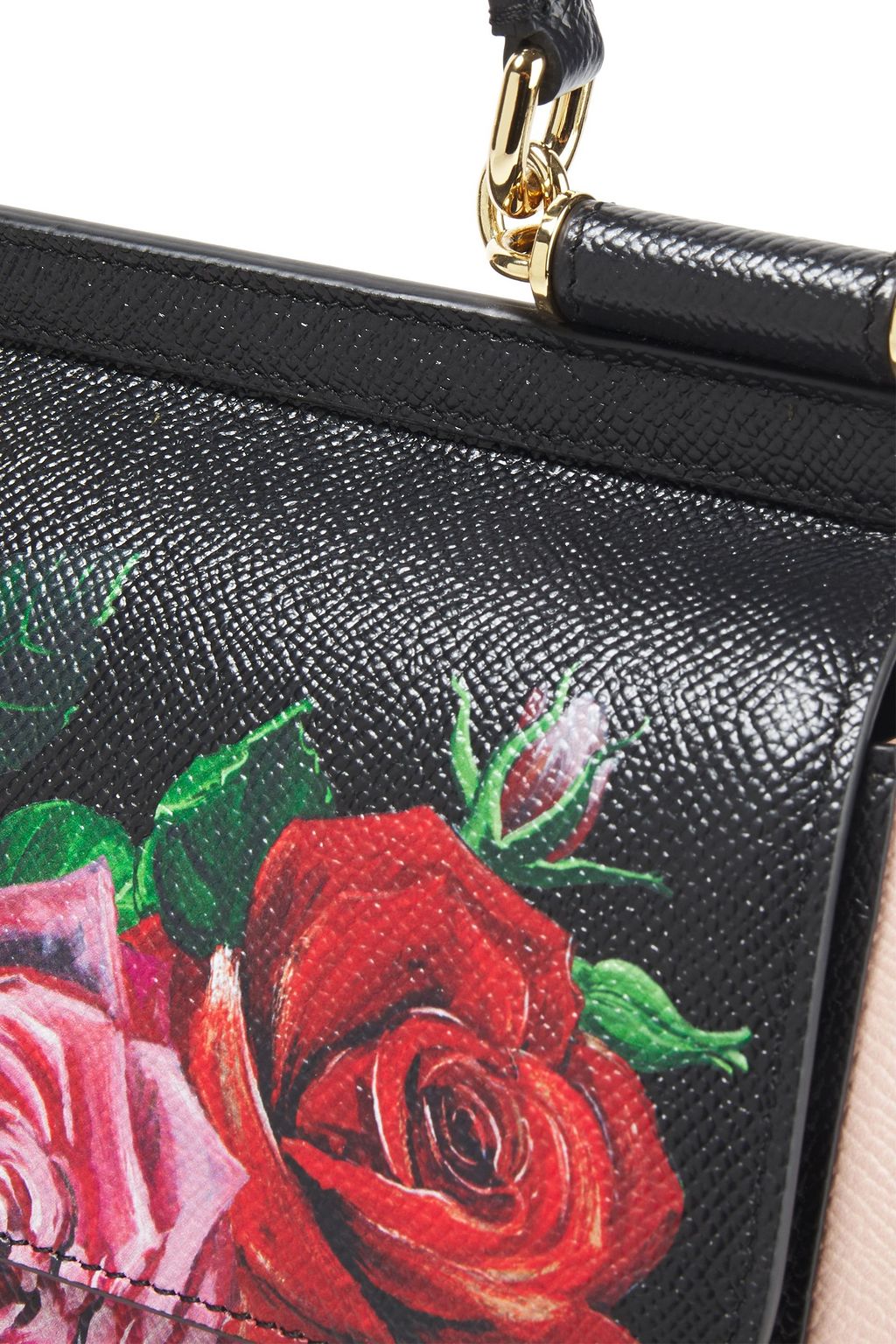DOLCE&GABBANA Sicily floral-print textured-leather shoulder bag