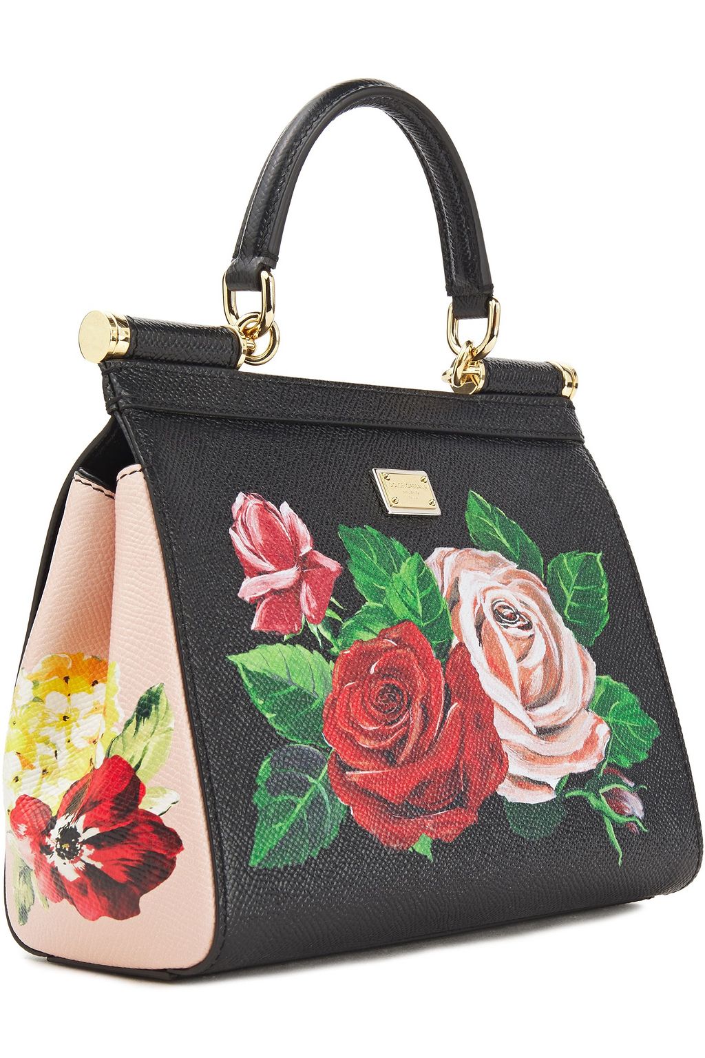 DOLCE&GABBANA Sicily floral-print textured-leather shoulder bag