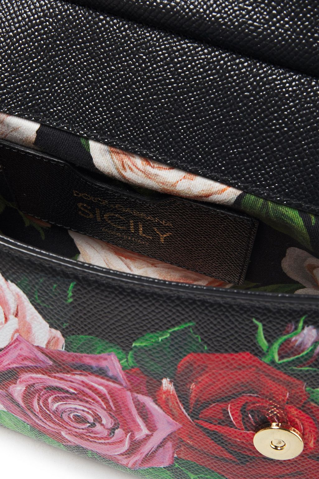 DOLCE&GABBANA Sicily floral-print textured-leather shoulder bag