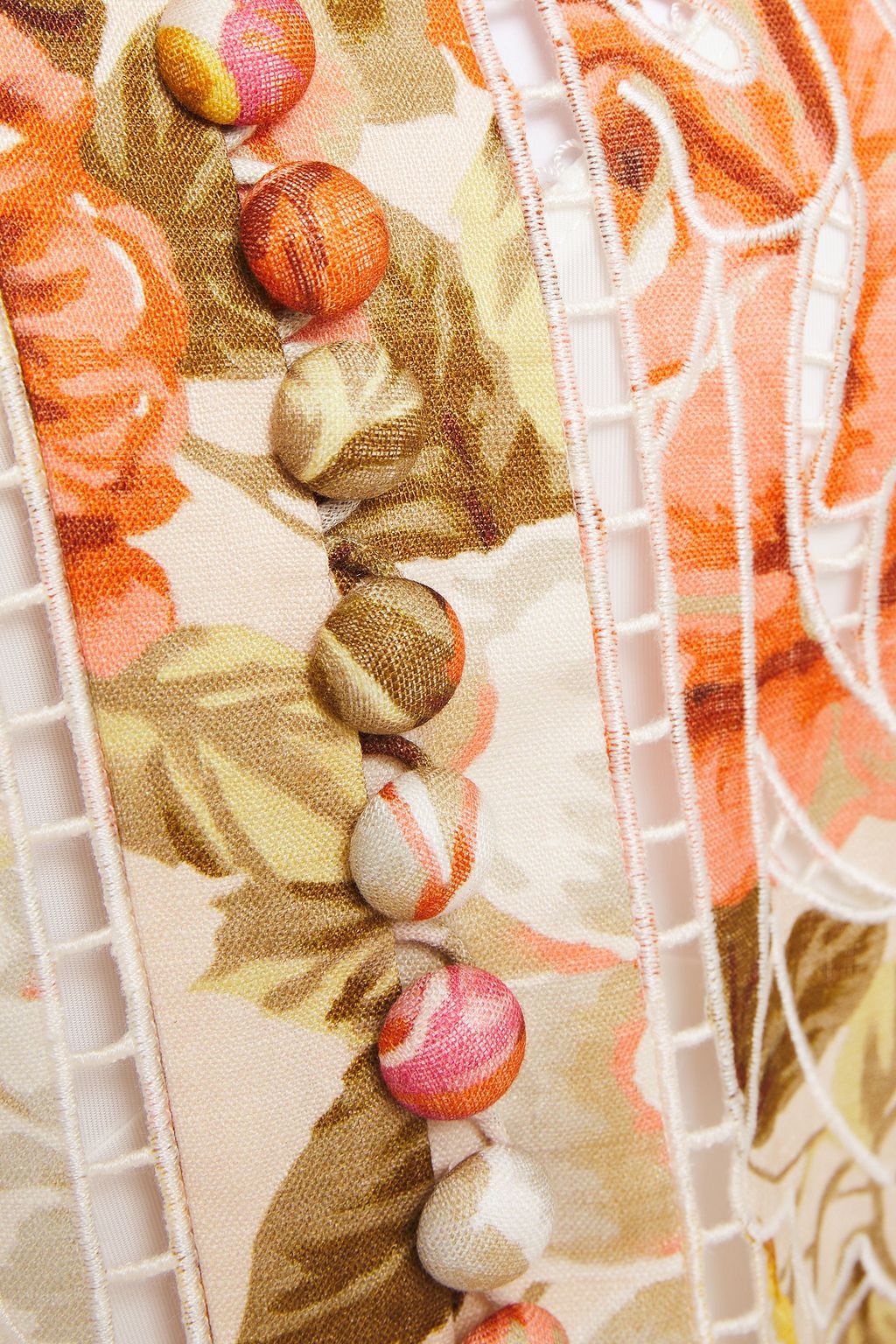 ZIMMERMANN Broderie anglaise floral-print linen midi dress