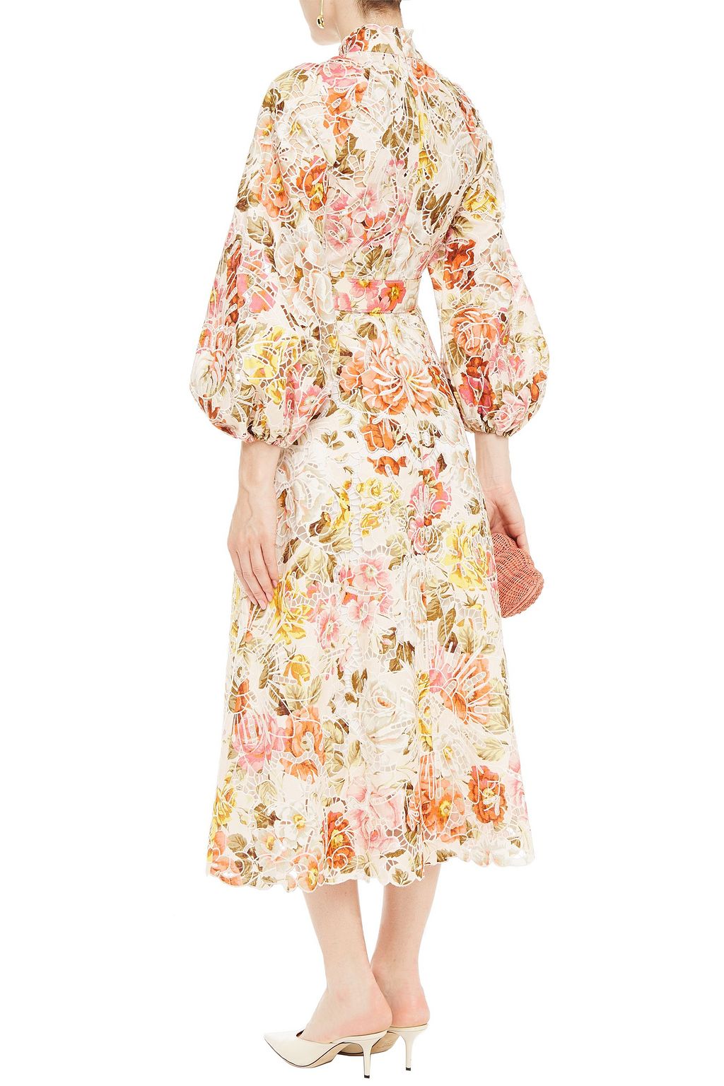 ZIMMERMANN Broderie anglaise floral-print linen midi dress