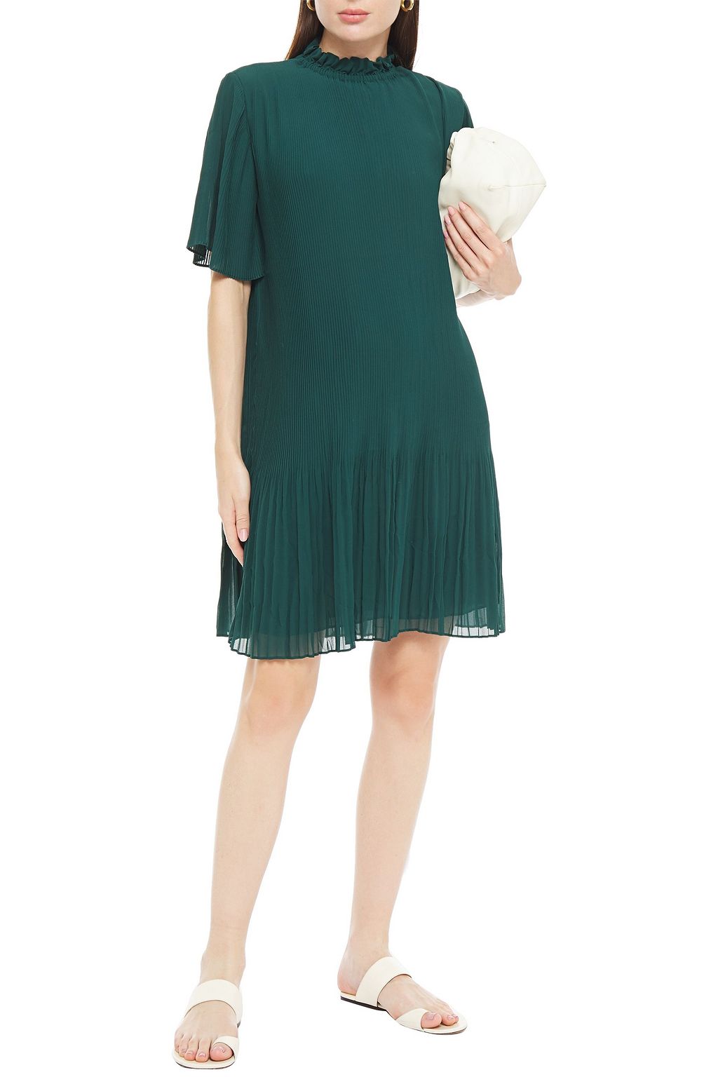 SAMSØE Φ SAMSØE Malie Kleid aus plissiertem Chiffon mit Rüschenbesatz
