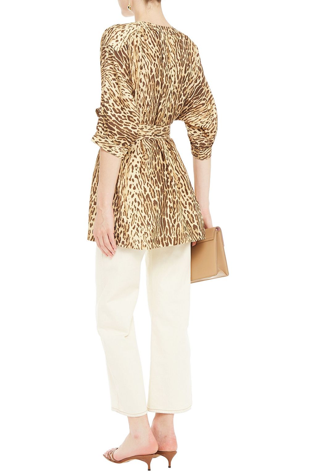 ZIMMERMANN Belted leopard-print silk crepe de chine tunic