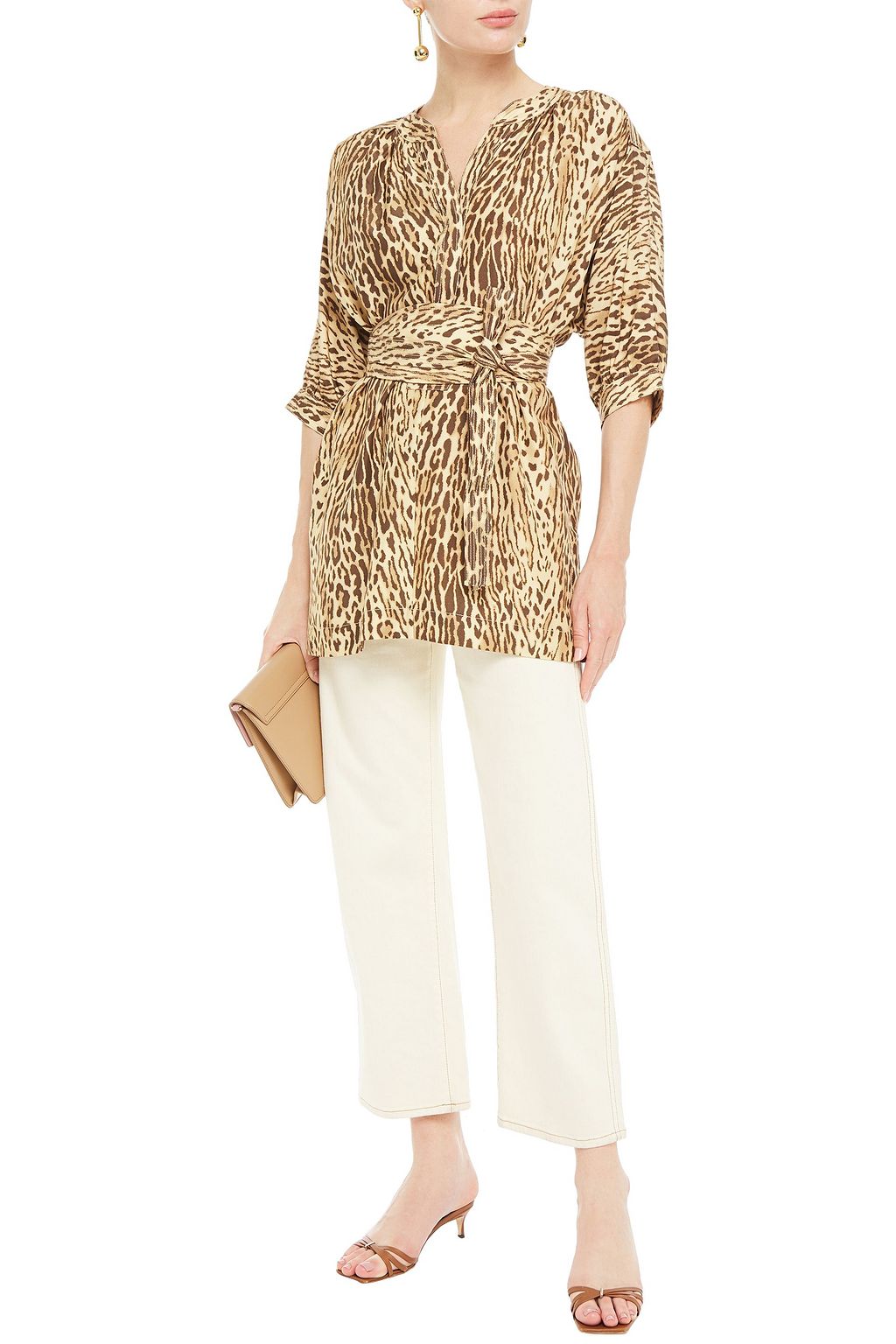 ZIMMERMANN Belted leopard-print silk crepe de chine tunic