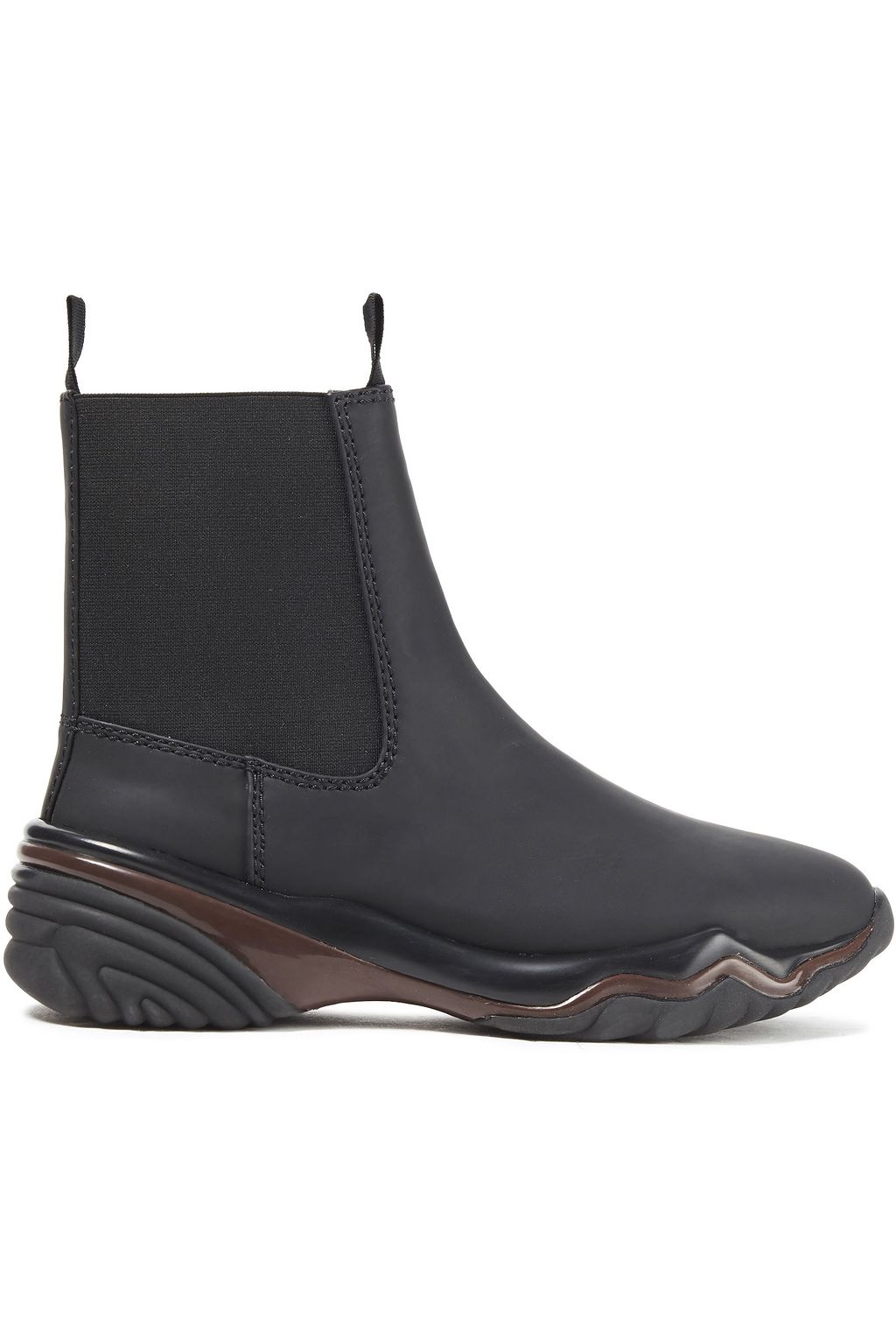 black faux leather chelsea boots