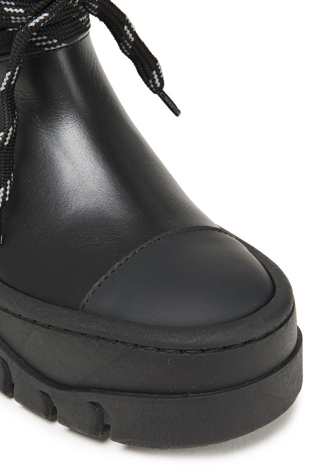 ganni quilted shell and leather platform boots