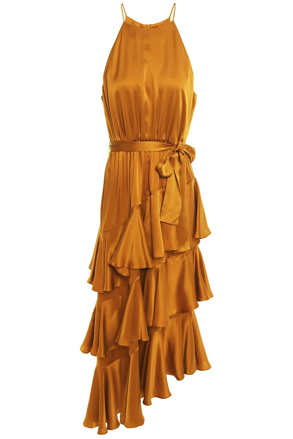 ブロンズ アシンメトリー ティアード ウォッシュ加工シルク ミディワンピース The Outnet Zimmermann The Outnet