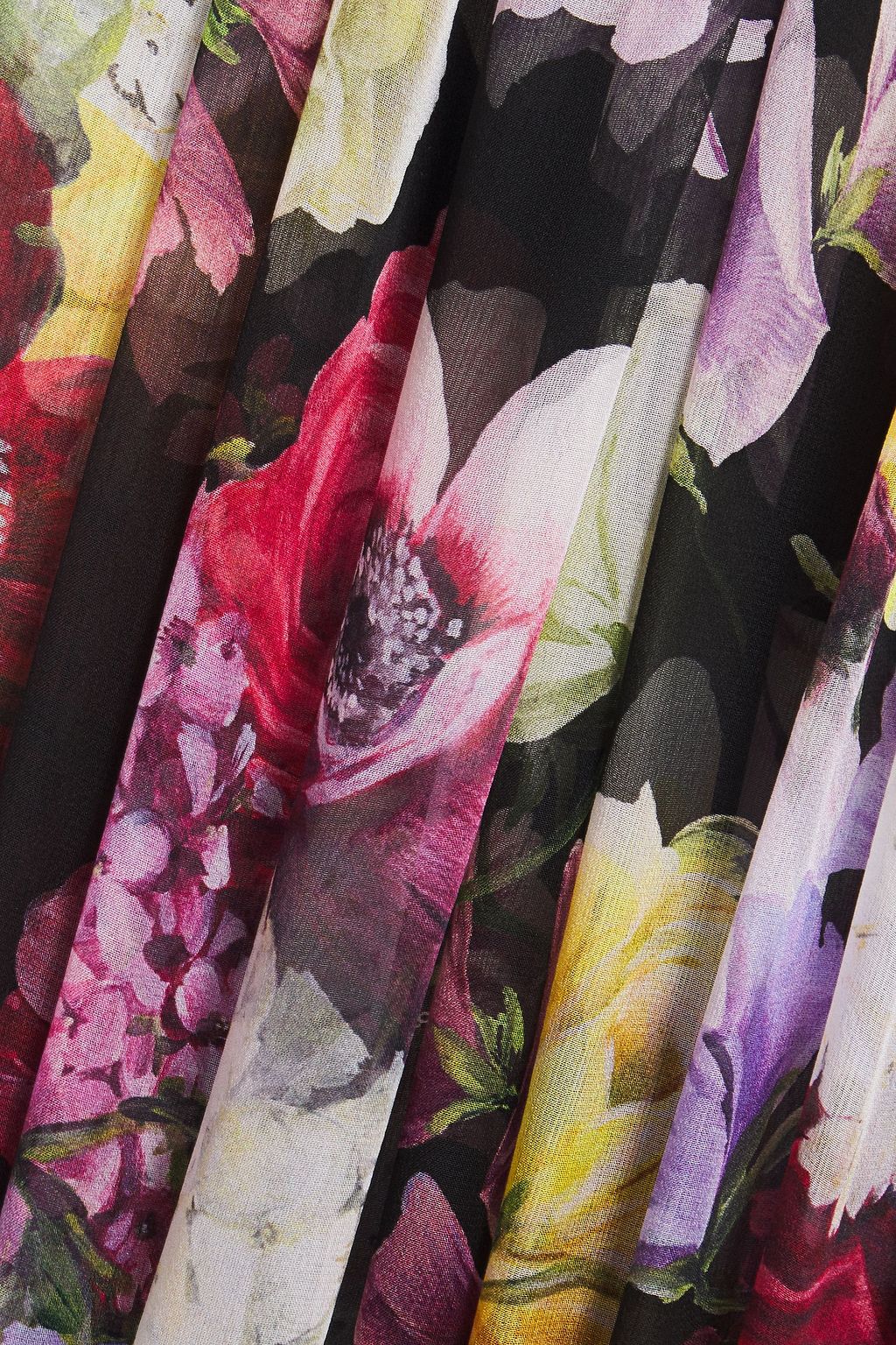 DOLCE&GABBANA Gathered floral-print silk-chiffon maxi dress