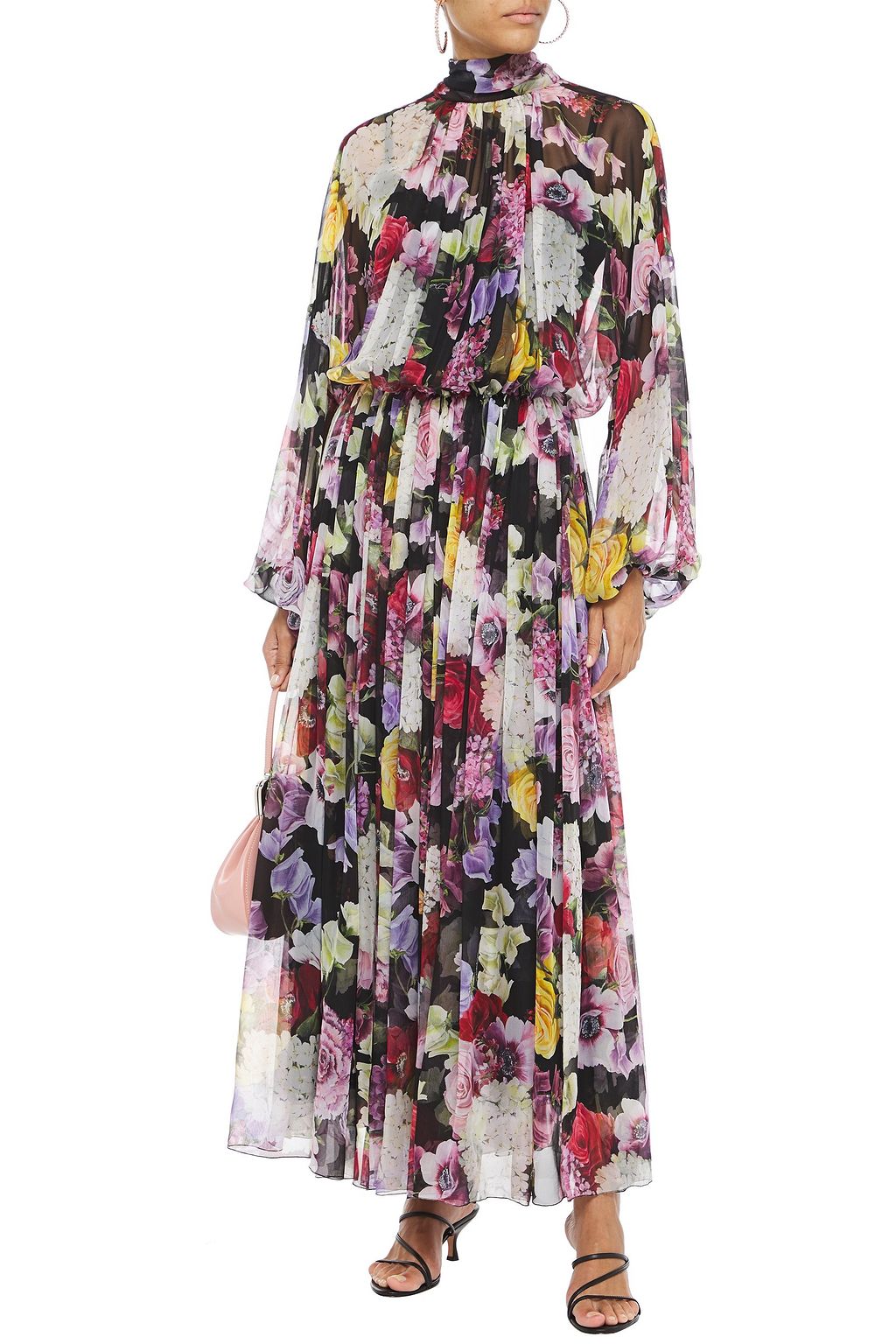 DOLCE&GABBANA Gathered floral-print silk-chiffon maxi dress