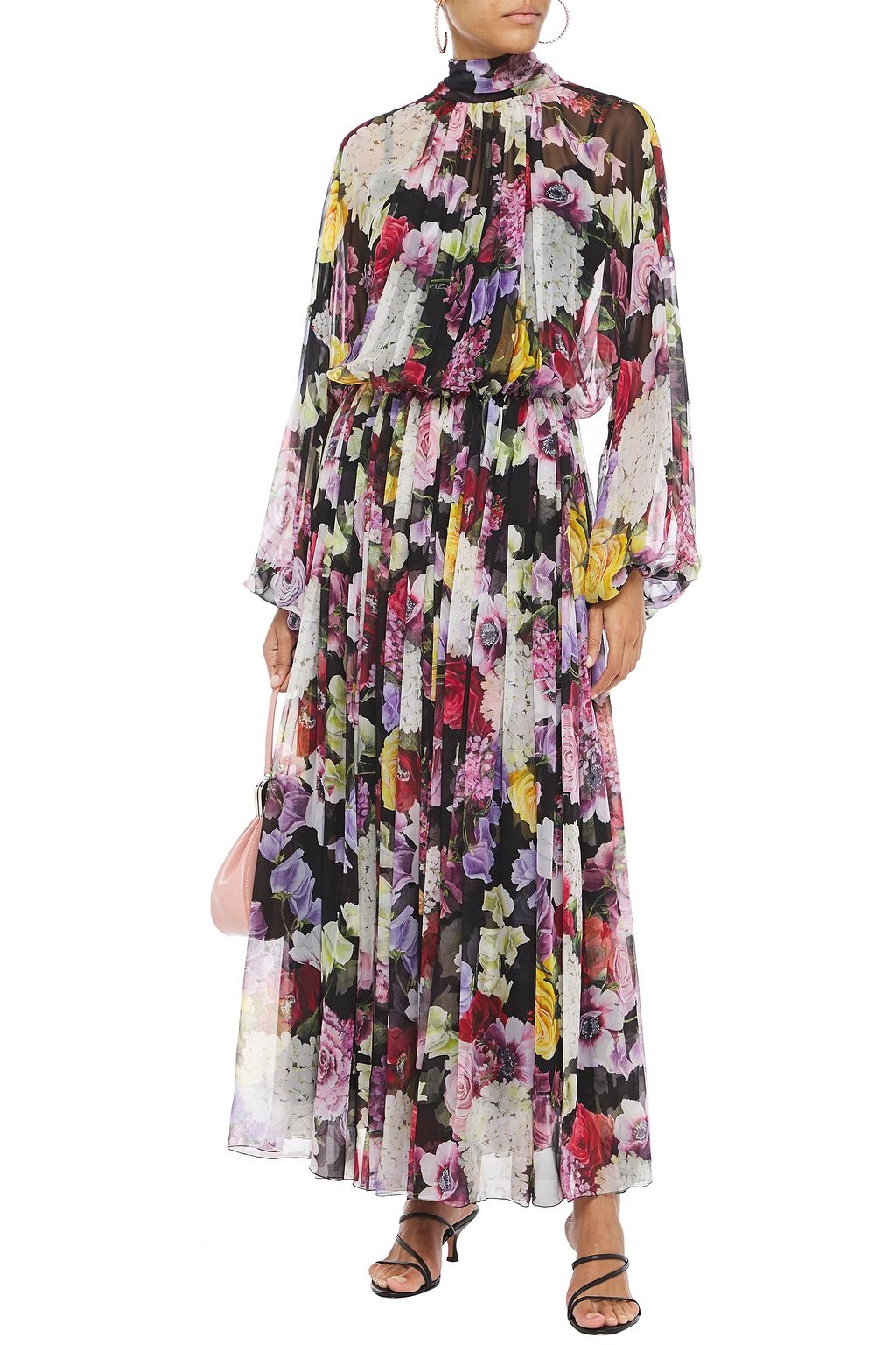 DOLCE & GABBANA Gathered floral-print silk-chiffon maxi dress | THE OUTNET