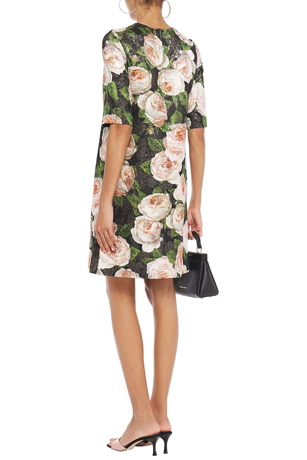DOLCE&GABBANA Metallic cotton-blend brocade dress