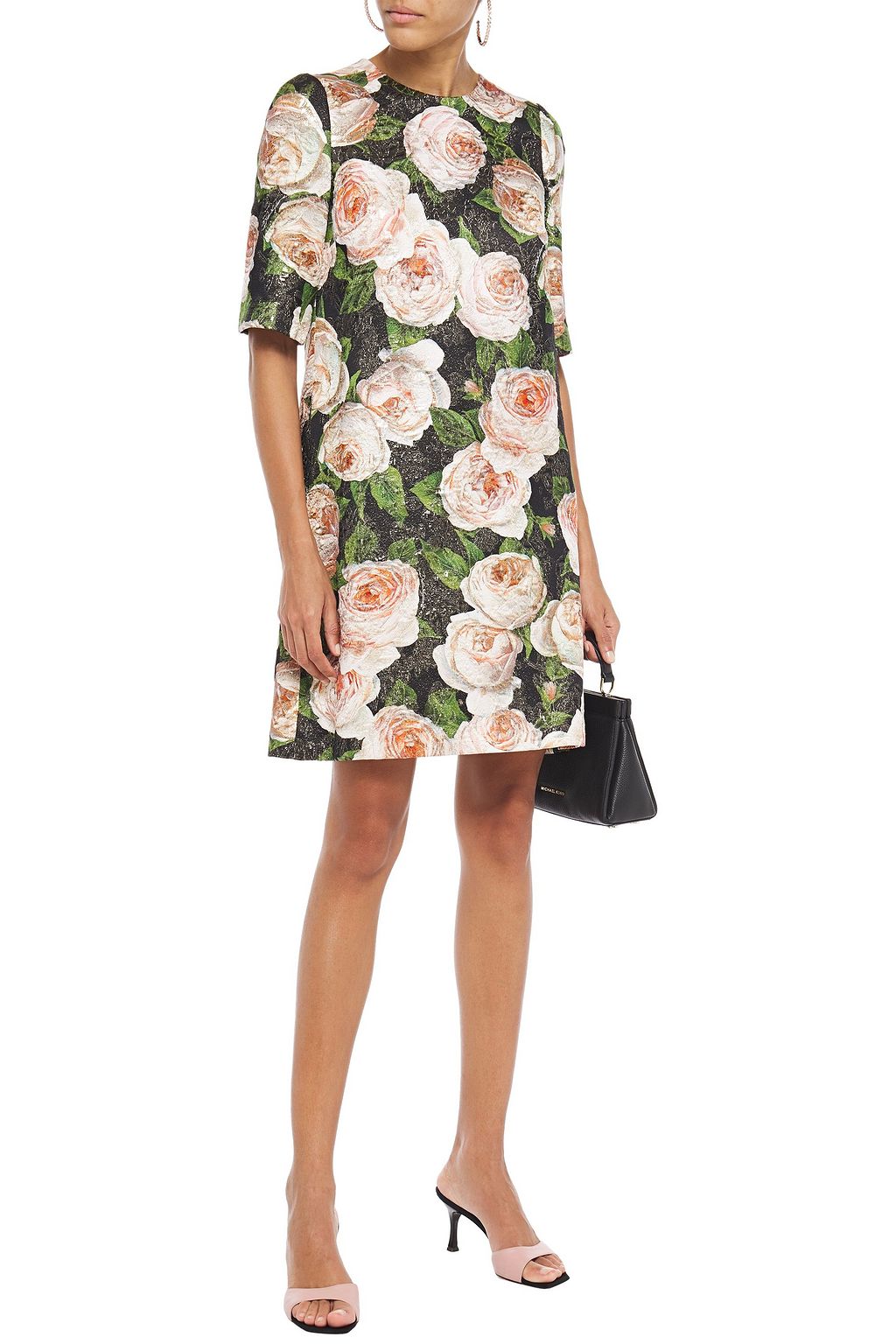 DOLCE&GABBANA Metallic cotton-blend brocade dress