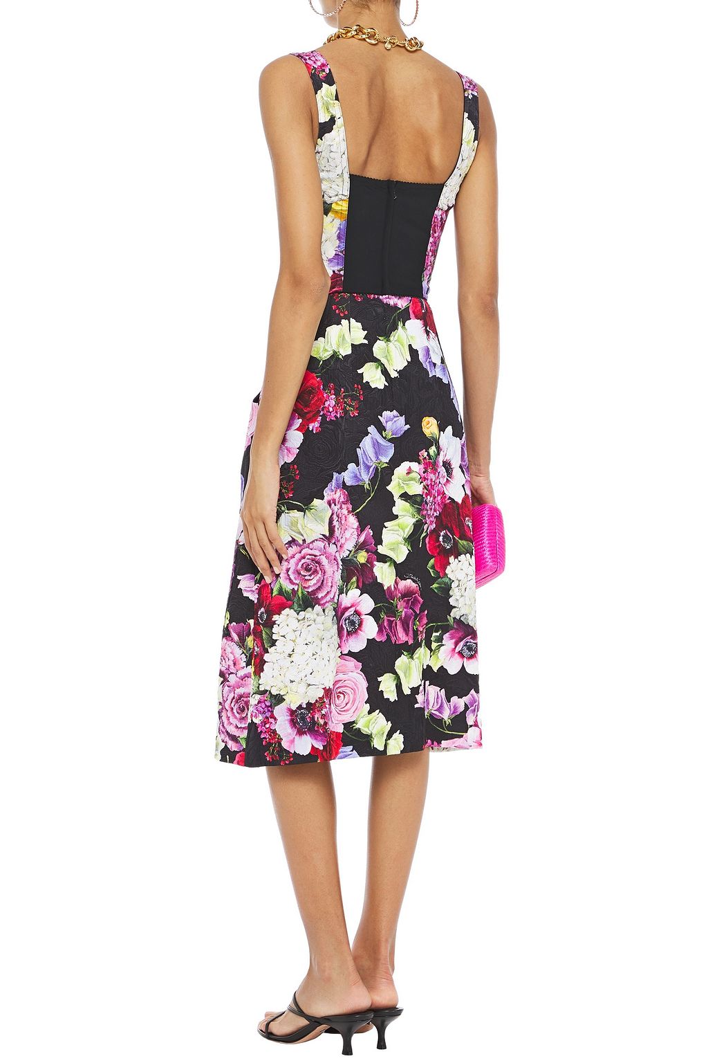 DOLCE&GABBANA Pleated floral-print brocade midi dress
