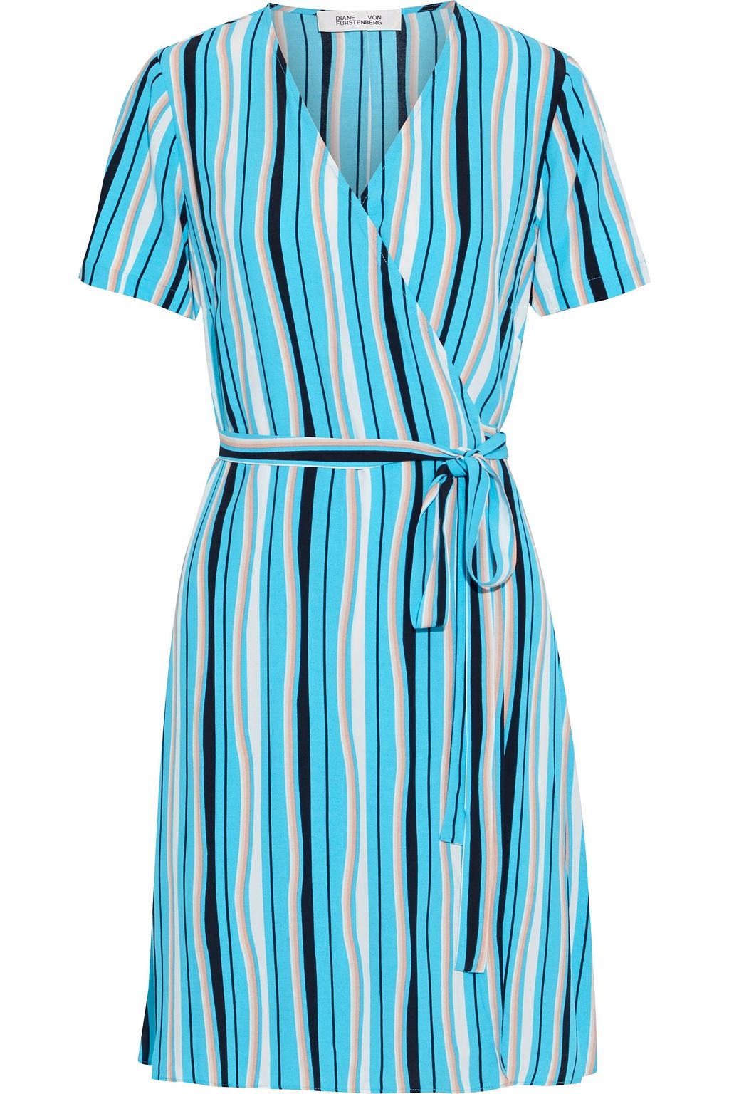 dvf striped wrap dress