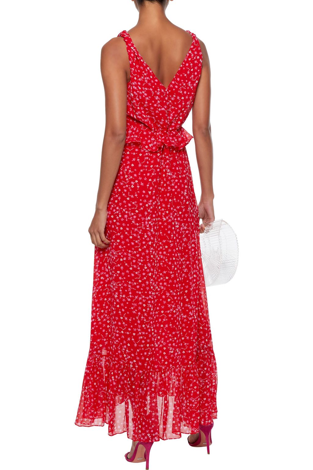 Red Misha ruffle-trimmed polka-dot chiffon maxi dress | Sale up to 70% ...