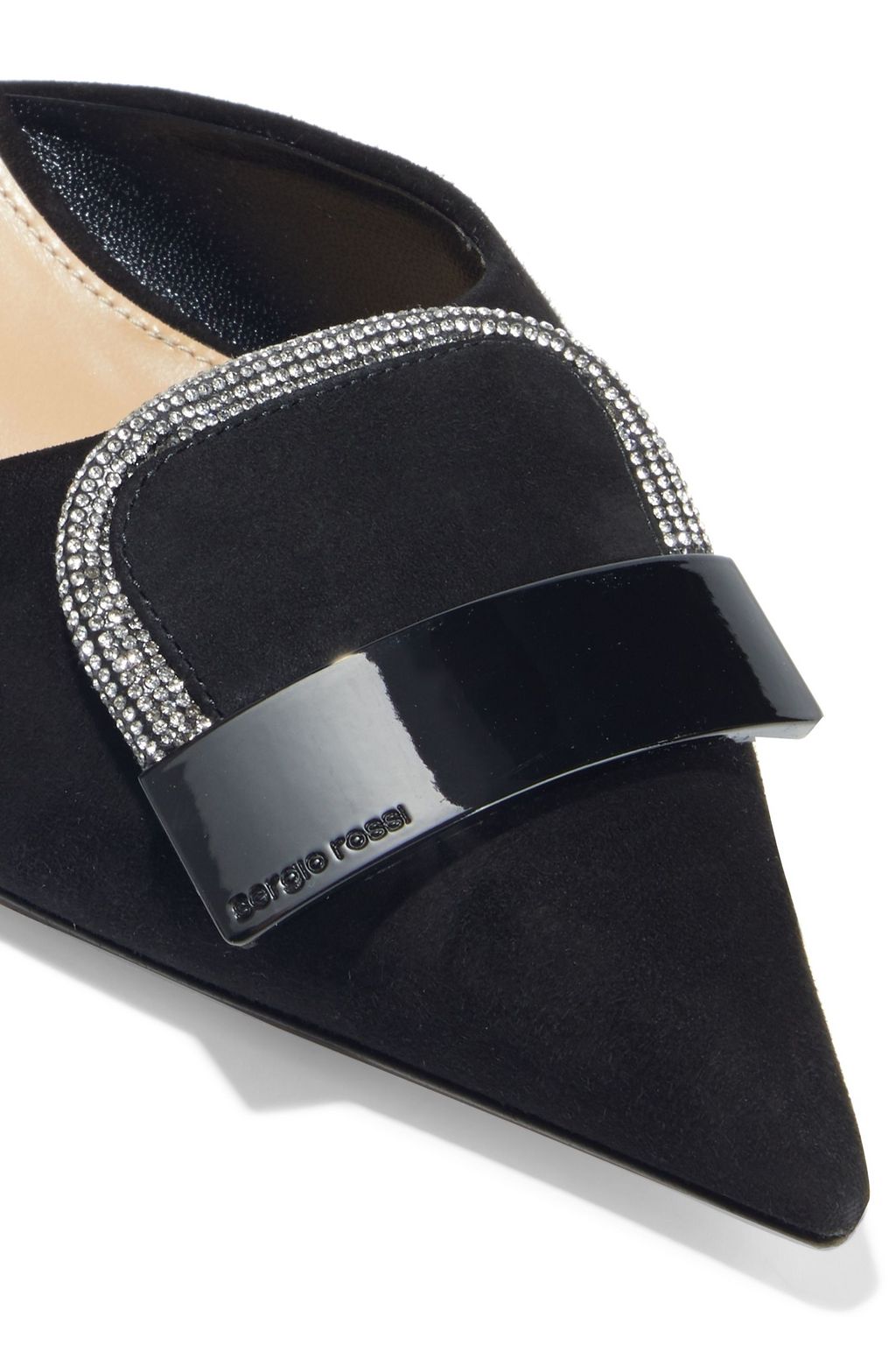 SERGIO ROSSI SR1 45 crystal-embellished suede mules