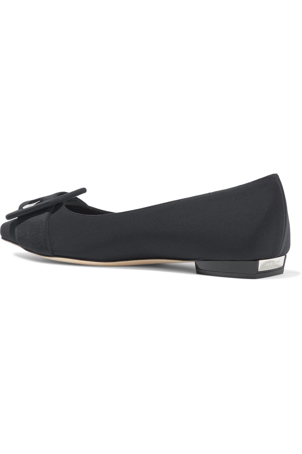 SERGIO ROSSI Buckle-detailed cotton-blend faille point-toe flats