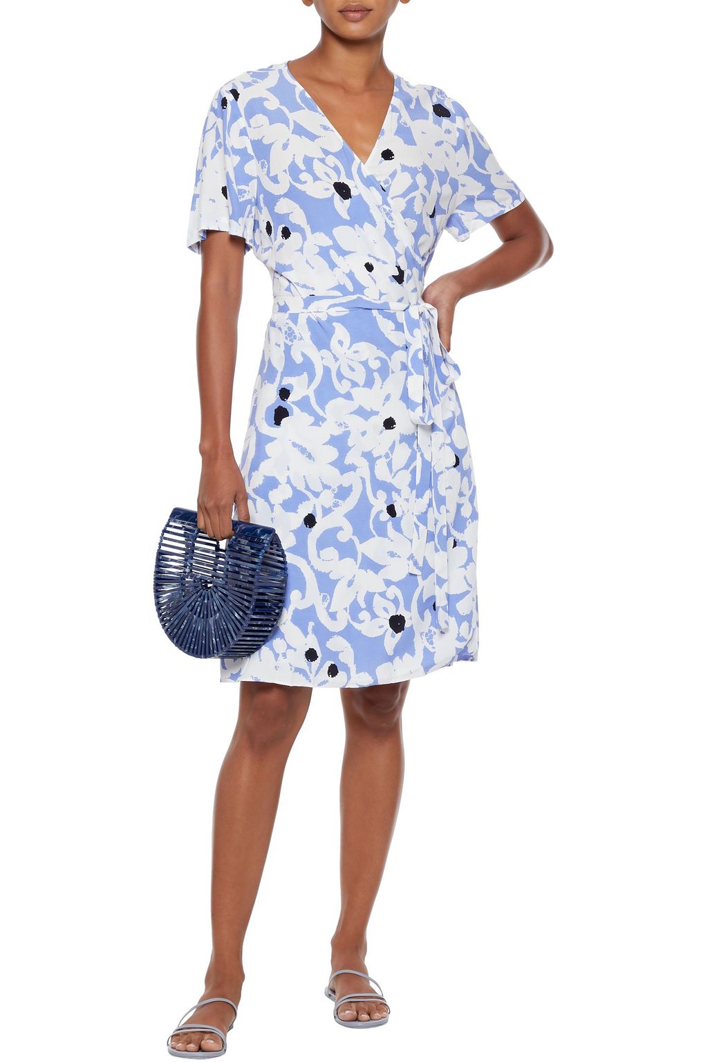 DIANE VON FURSTENBERG Saville gestreiftes Mini-Wickelkleid aus Crêpe de Chine