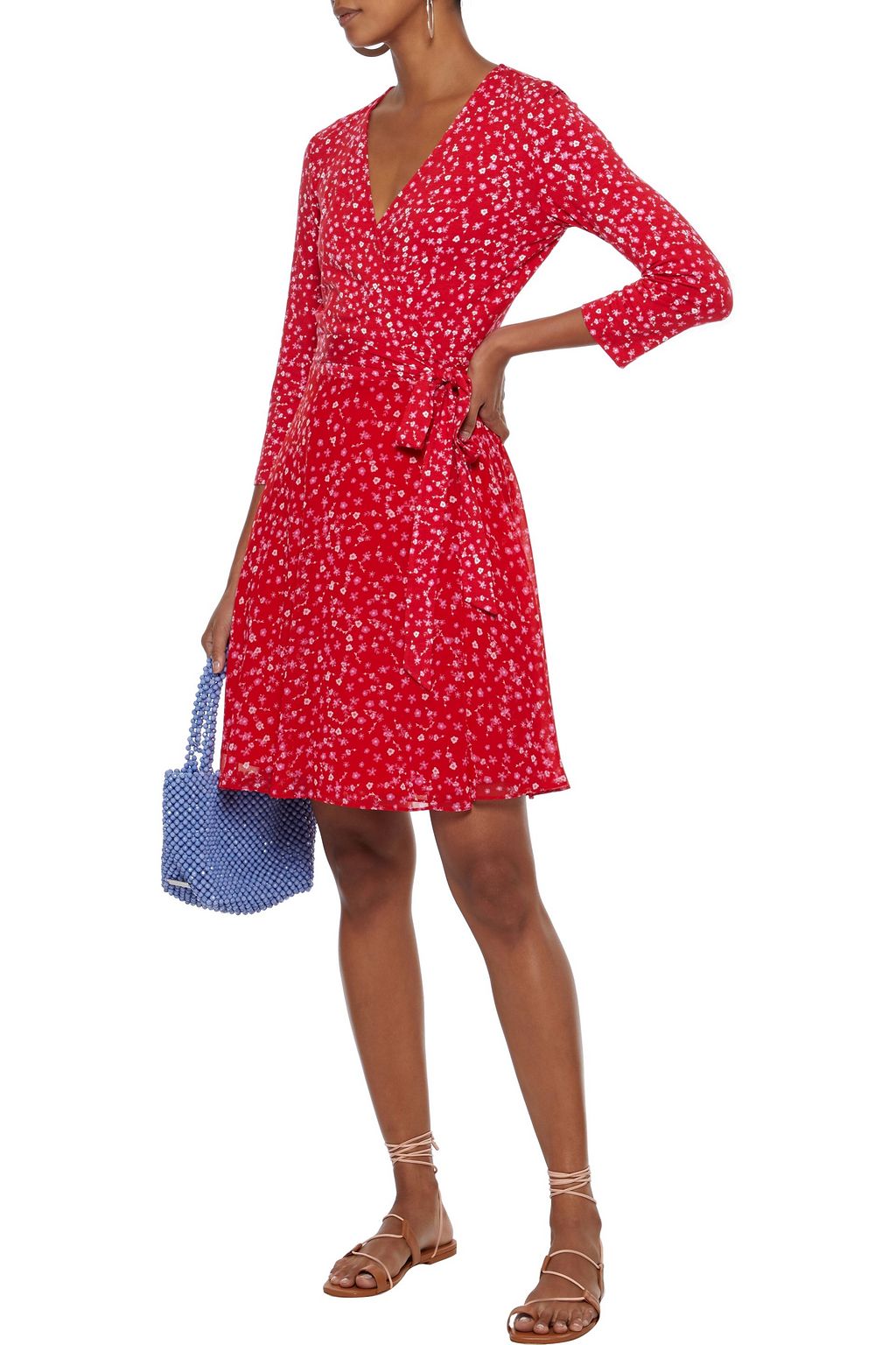 DIANE VON FURSTENBERG New Irina floral-print jersey and crepe de chine mini wrap dress