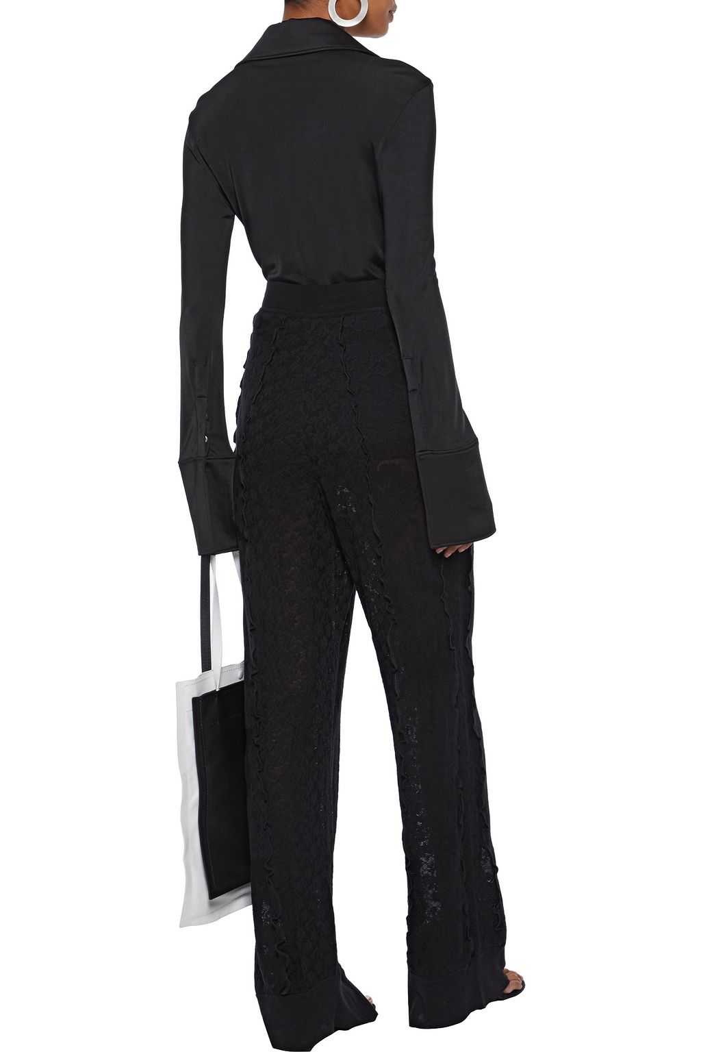STELLA MCCARTNEY Ruffle-trimmed cotton-blend lace wide-leg pants