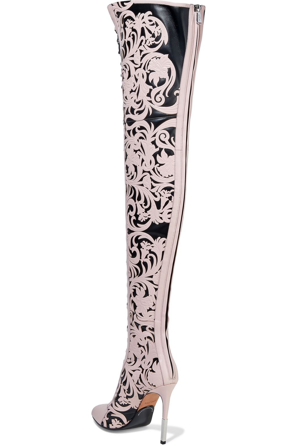 BALMAIN Campbell lace-up laser-cut leather thigh boots