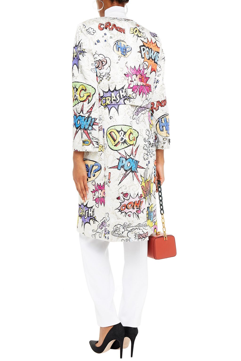 DOLCE&GABBANA Printed metallic cotton-blend brocade coat