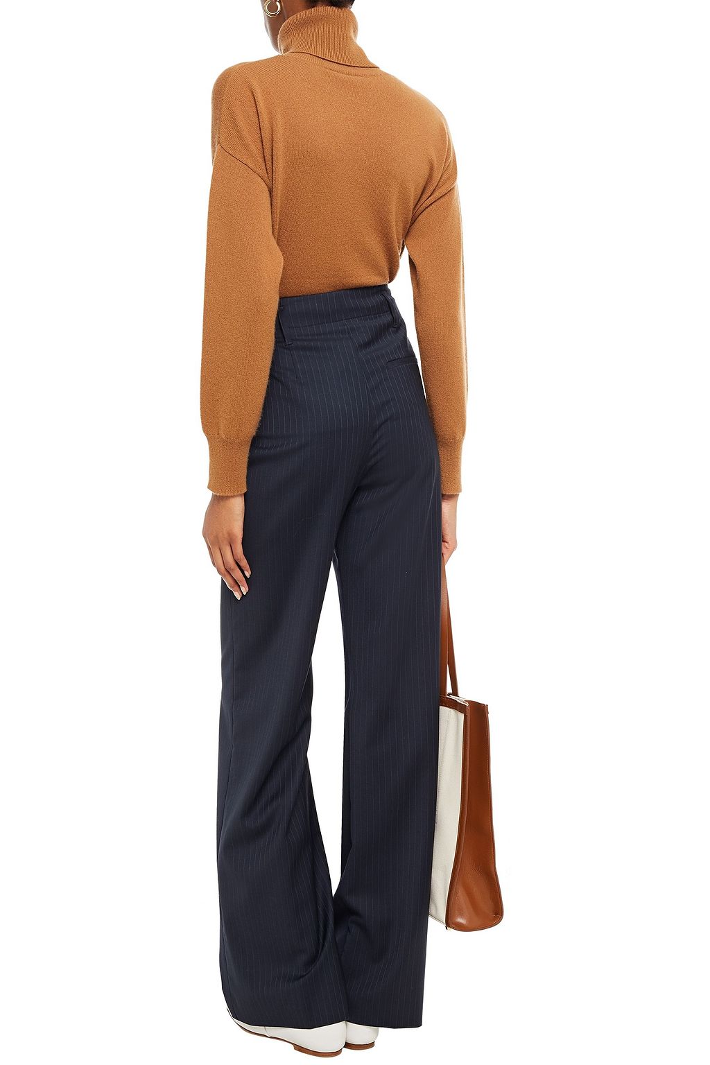 JOSEPH Pinstriped wool-blend twill wide-leg pants