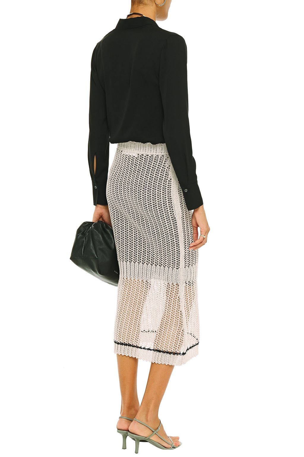 VICTORIA BECKHAM Open-knit linen-blend midi skirt