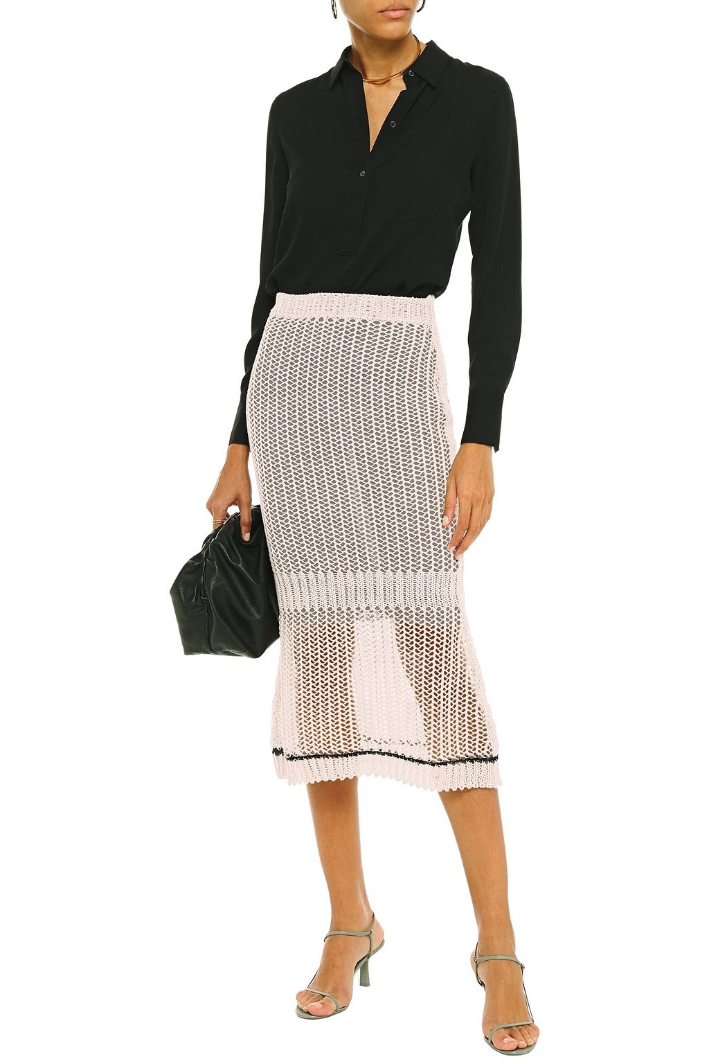 VICTORIA BECKHAM Open-knit linen-blend midi skirt