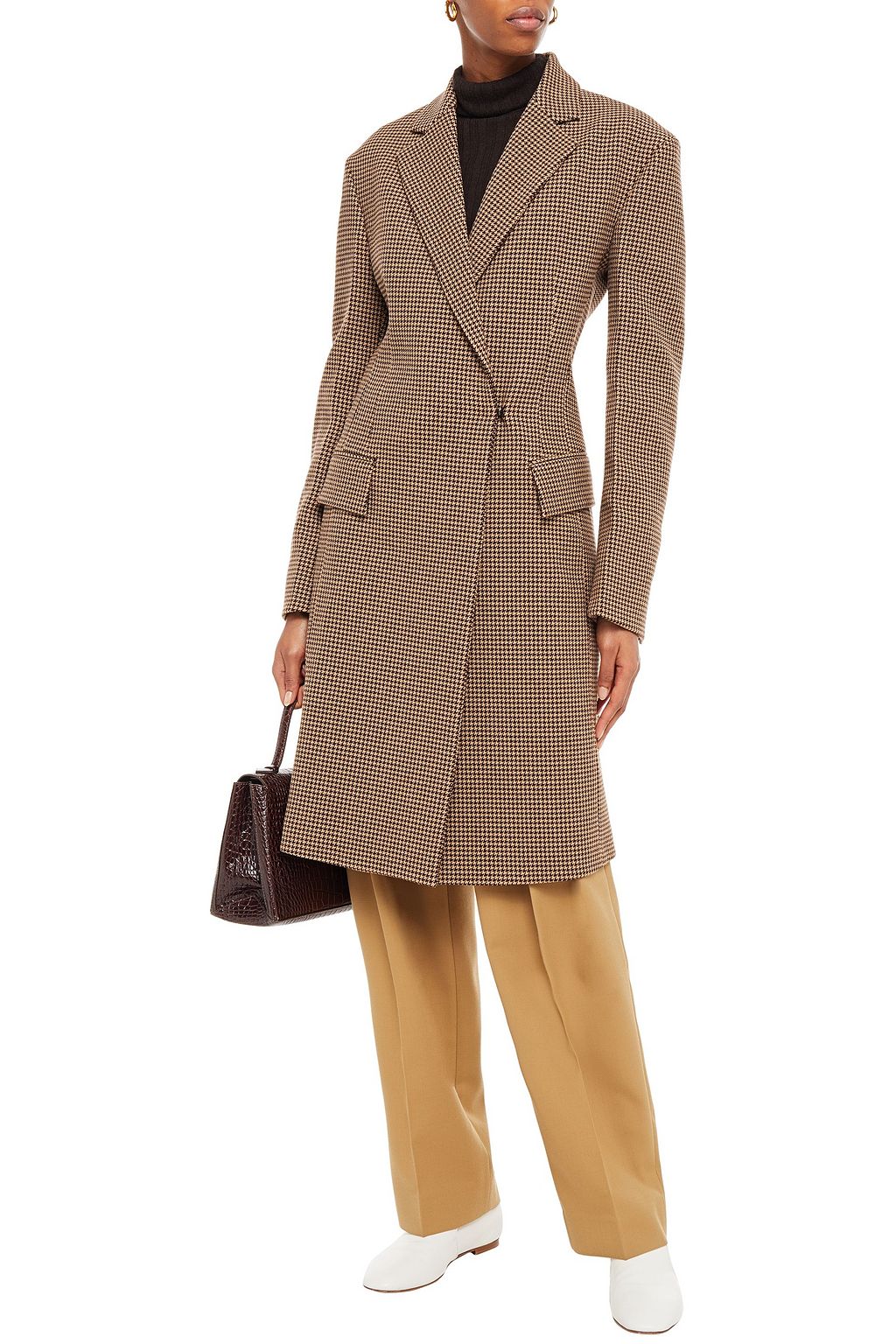 JOSEPH Double-breasted houndstooth woven coat