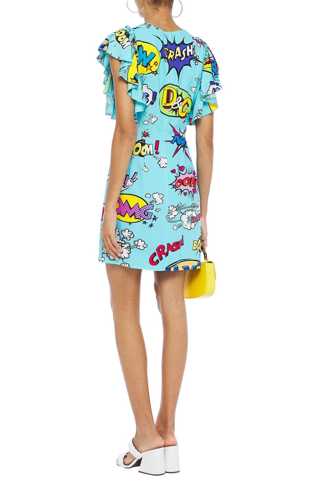 DOLCE&GABBANA Ruffled printed stretch-crepe mini dress