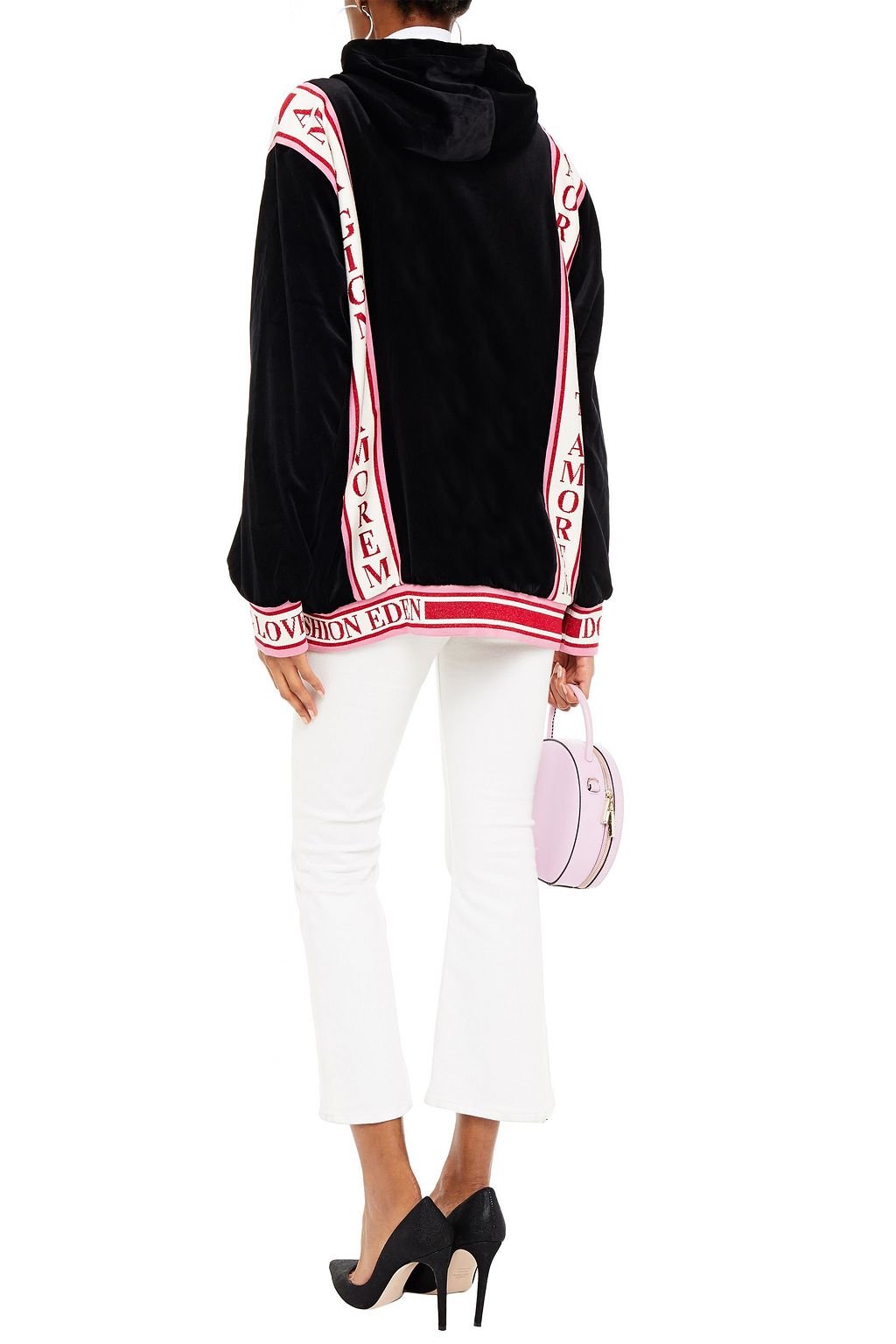 DOLCE&GABBANA Jacquard-trimmed cotton-velvet hoodie