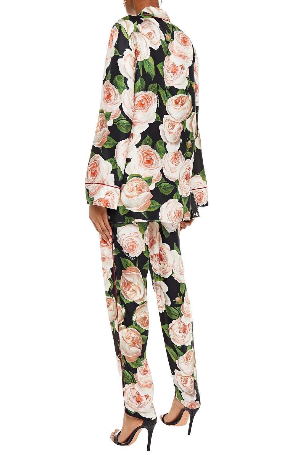 DOLCE&GABBANA Floral-print silk-twill tapered pants