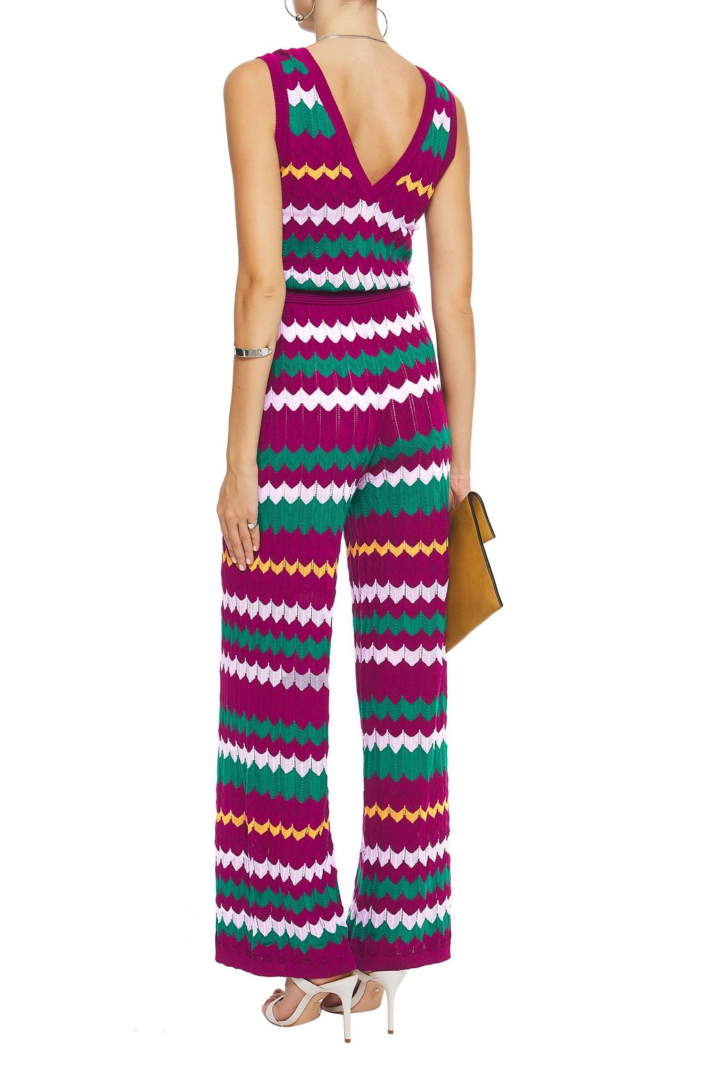 M MISSONI Crochet-knit wool and cotton-blend wide-leg jumpsuit