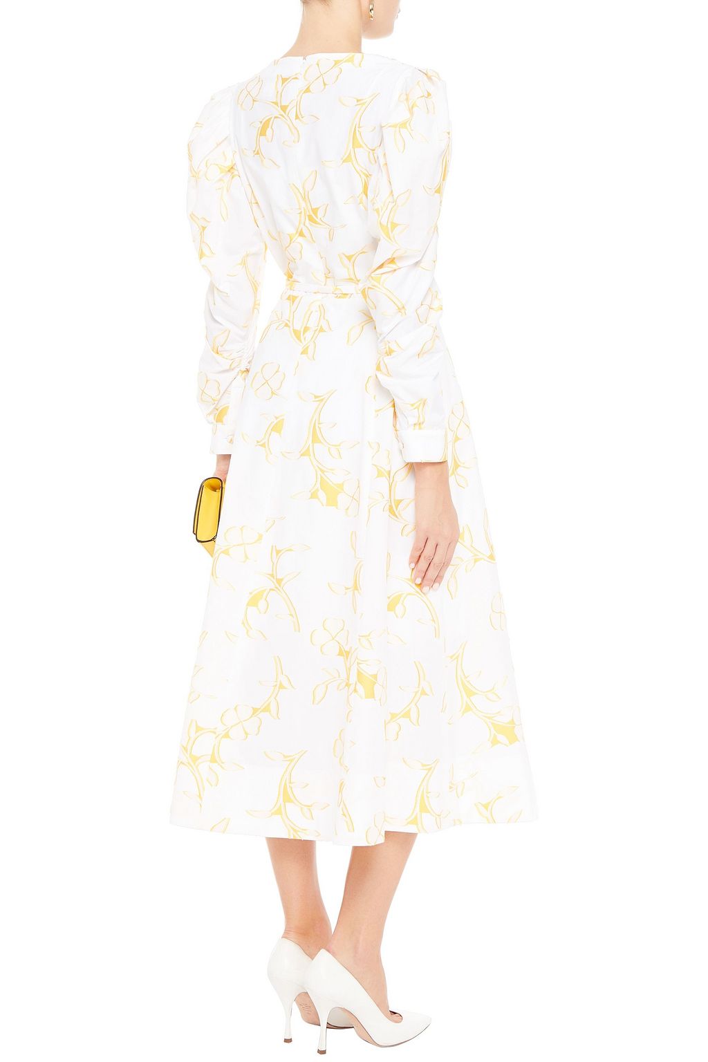 OSCAR DE LA RENTA Wrap-effect fil coupé cotton-blend midi dress