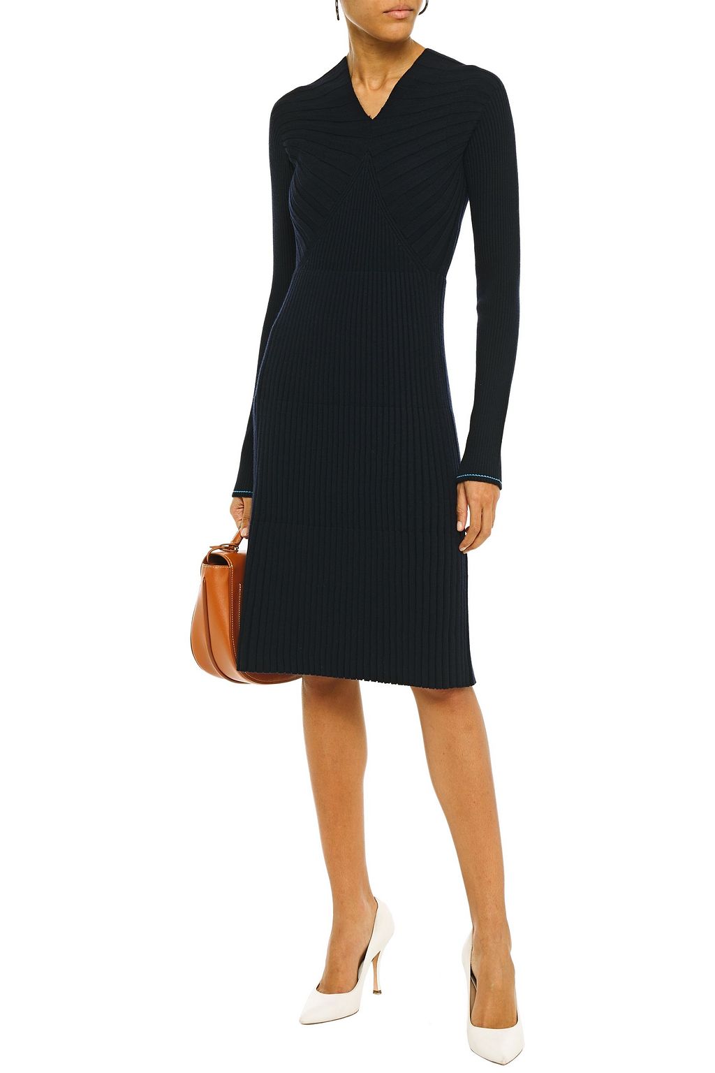 VICTORIA BECKHAM Ribbed wool-blend dress