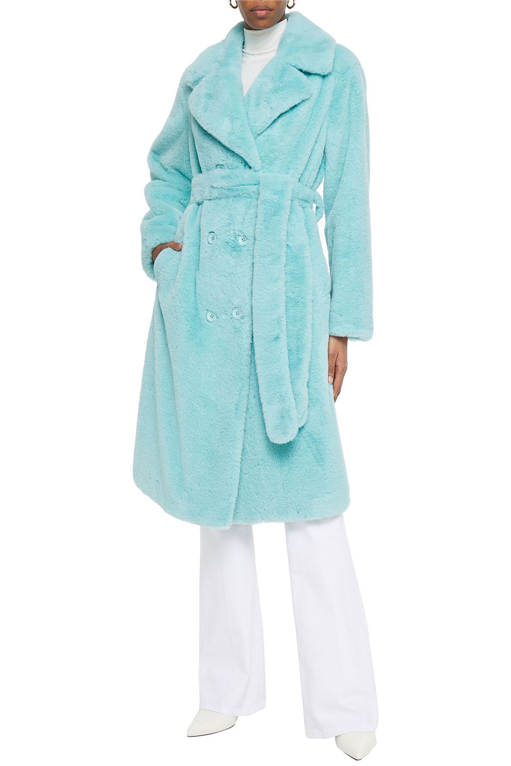 STAND STUDIO Faustine belted faux fur coat