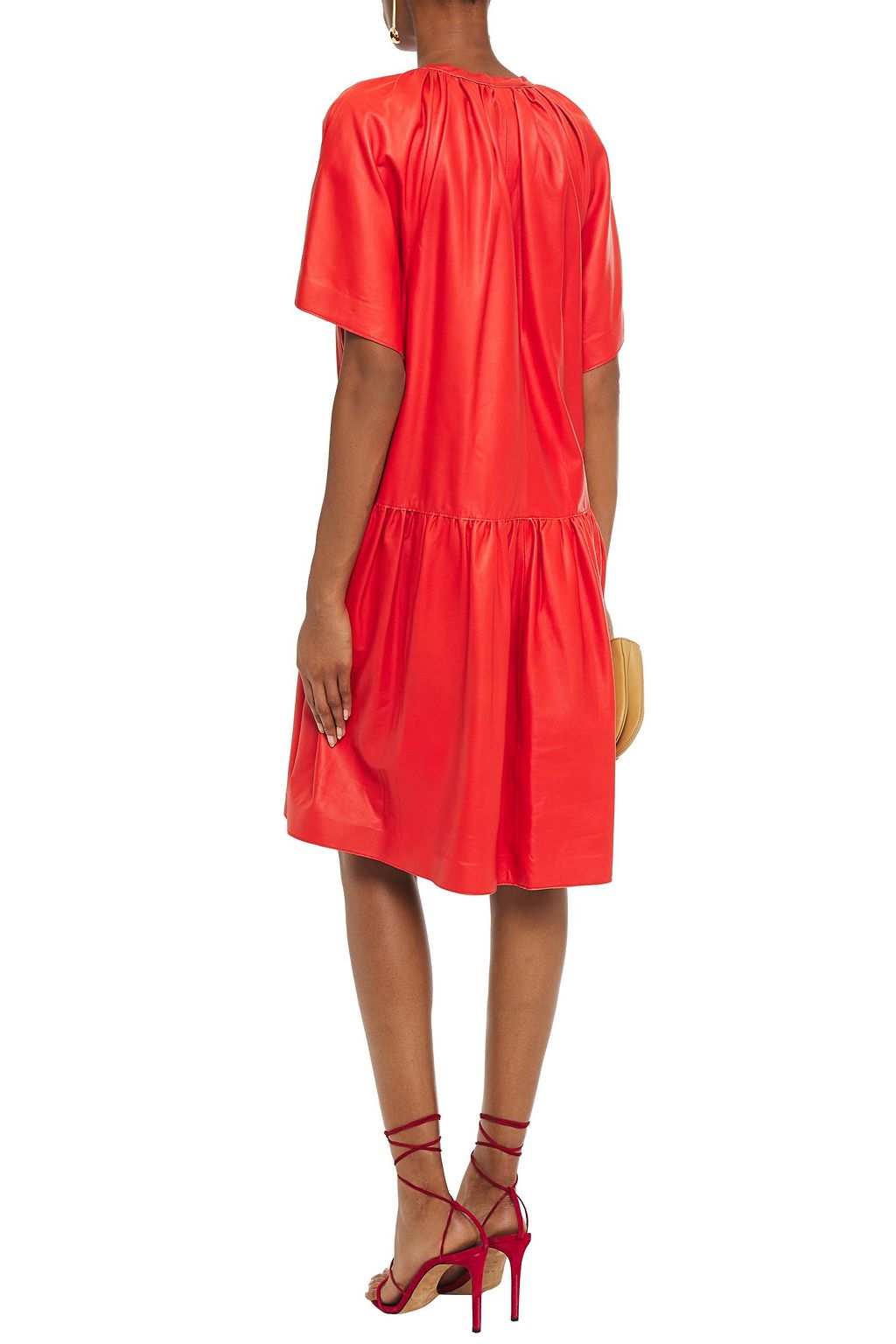 STAND STUDIO Kaitlyn gathered leather dress