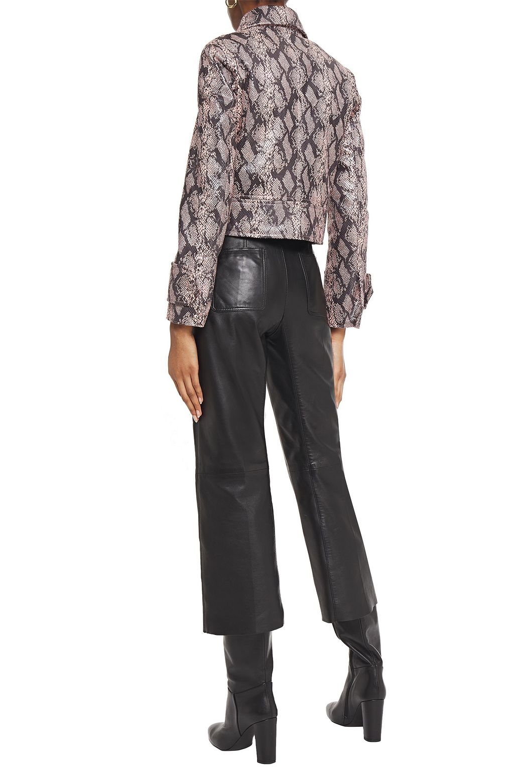 STAND STUDIO Erin faux snake-effect leather jacket