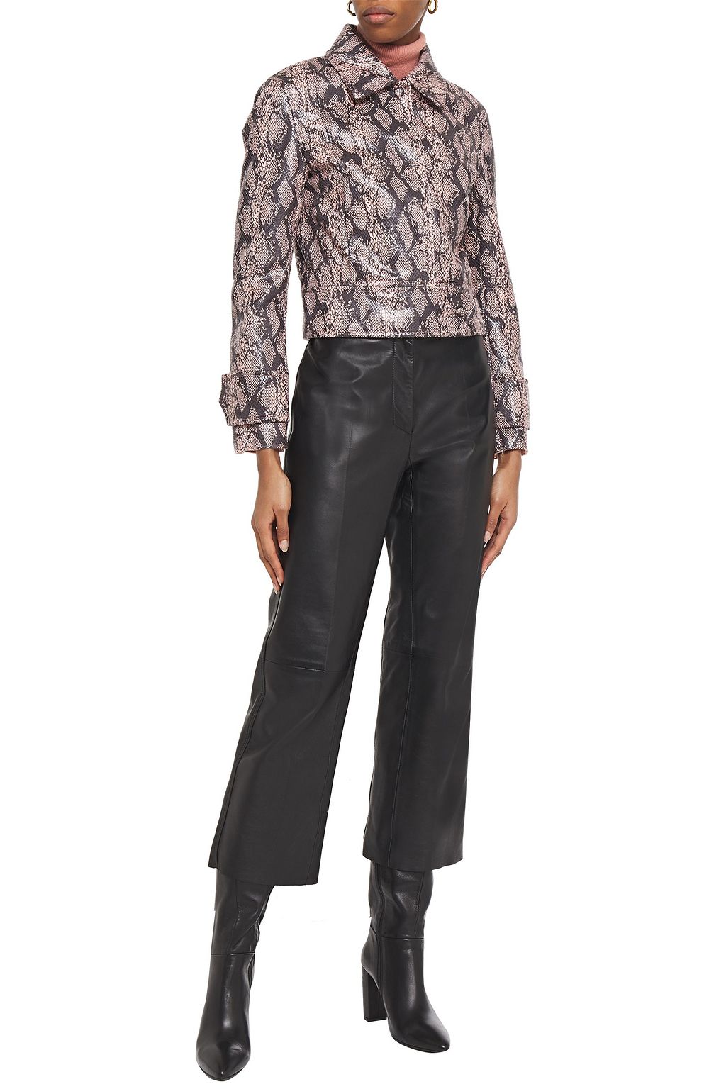 STAND STUDIO Erin faux snake-effect leather jacket