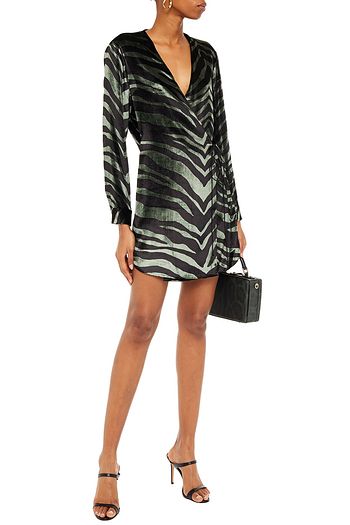 zebra velvet wrap dress