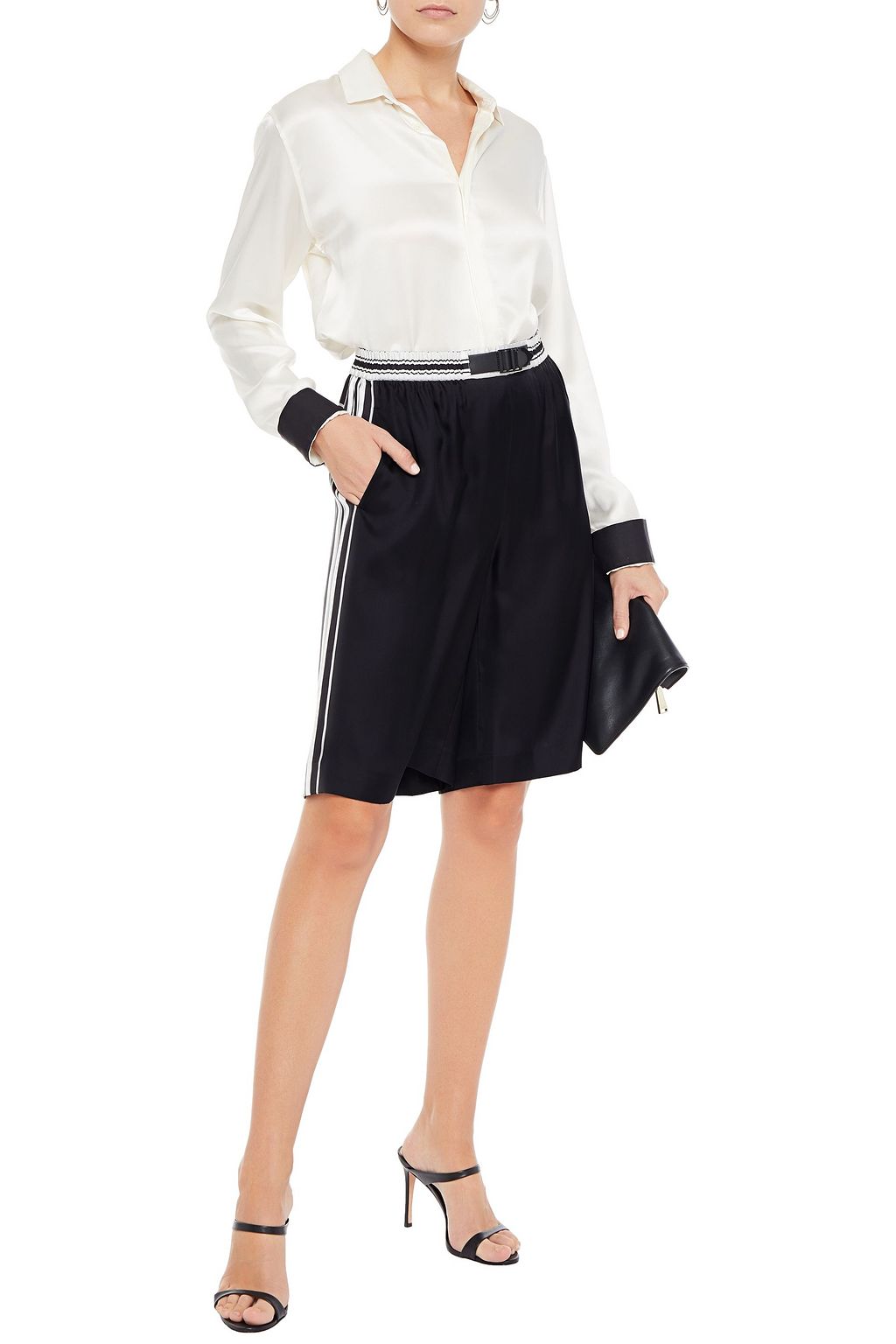 RAG & BONE Striped silk-blend satin-twill shorts
