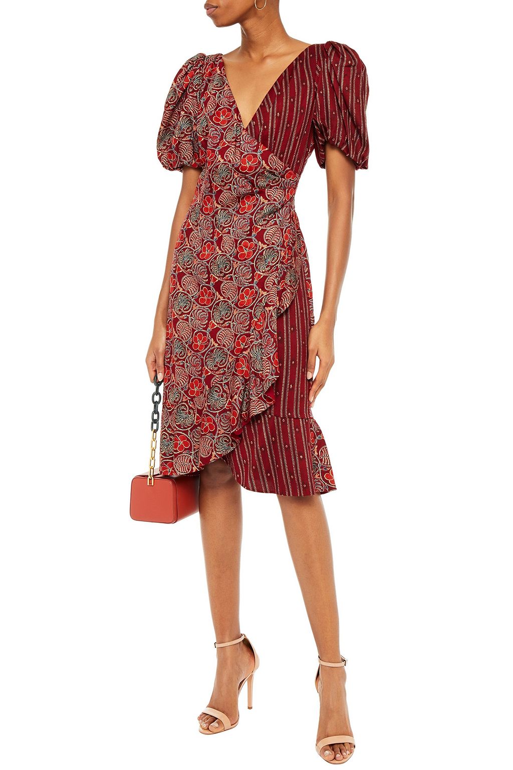 SACHIN & BABI Catherine wrap-effect printed cotton-poplin dress