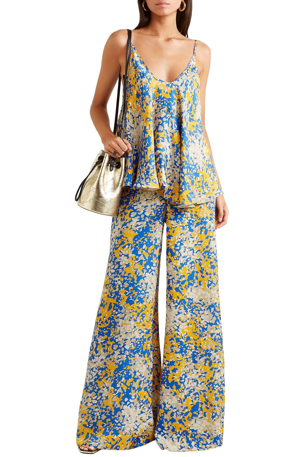 STELLA MCCARTNEY Printed crepe de chine wide-leg pants
