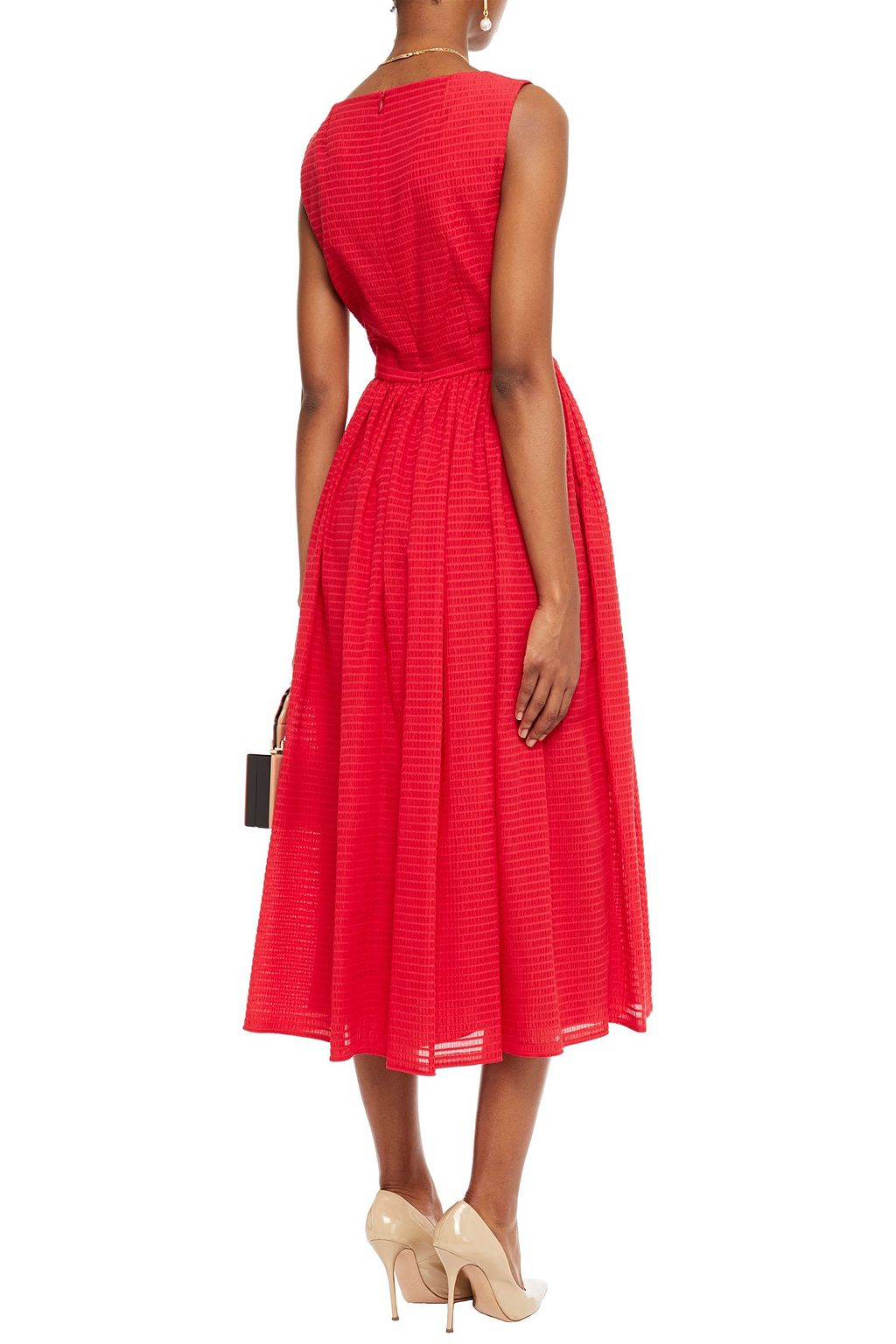 EMILIA WICKSTEAD June gathered organza-seersucker midi dress